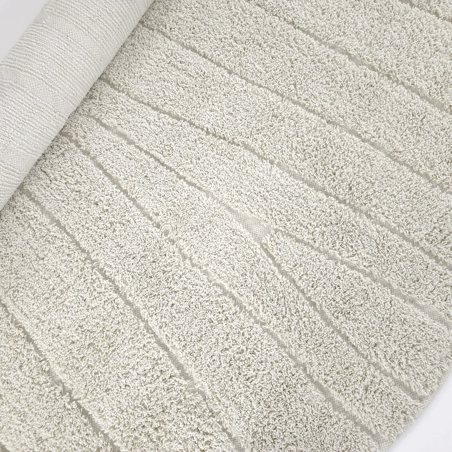 Tapis rond - Farley Natural Cotton Shaggy (umazano bela)