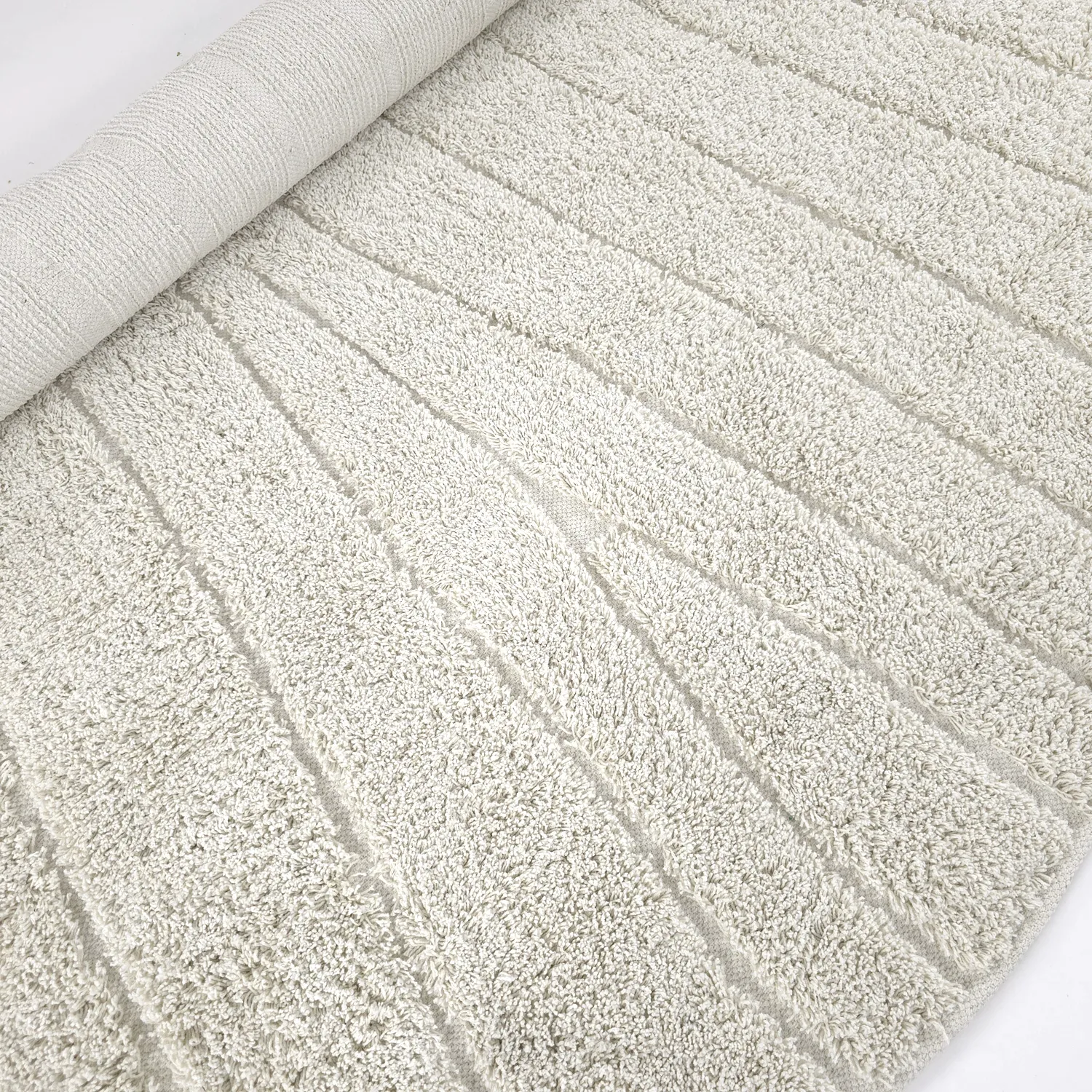 Tapis rond - Farley Natural Cotton Shaggy (umazano bela)