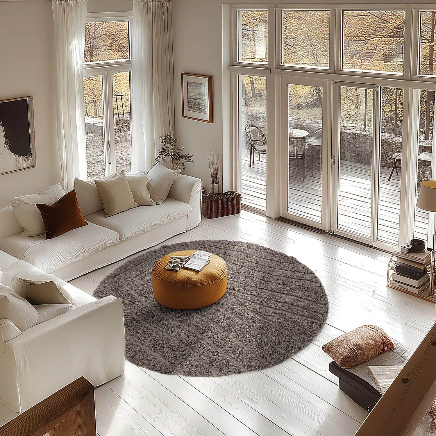 Tapis rond - Farley Natural Cotton Shaggy (taupe)