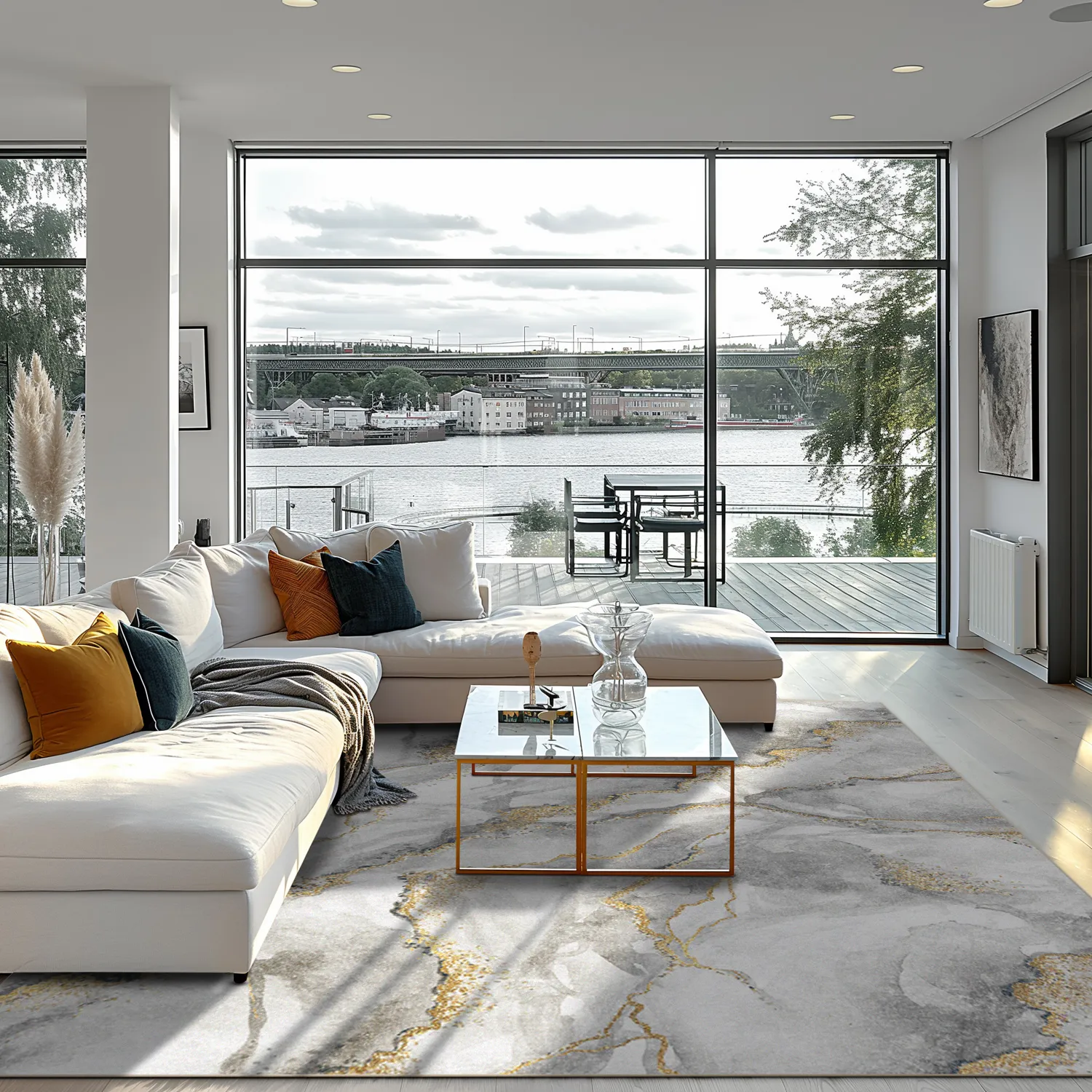 Tapis Wilton - Genova (gris/blanc/doré)