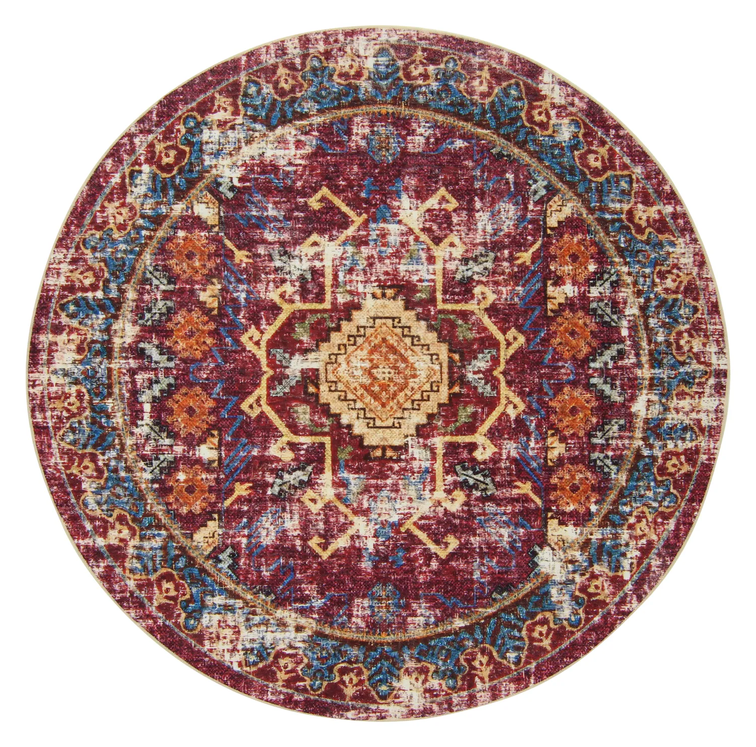 Tapis rond - Idri (bordeaux/multicolore)