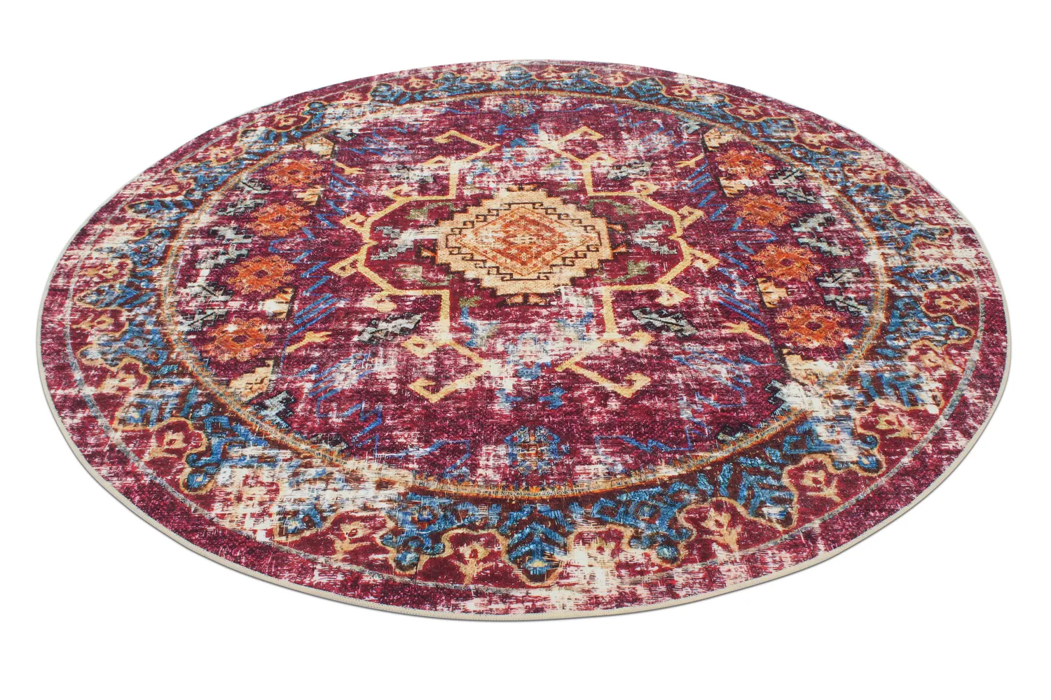 Tapis rond - Idri (bordeaux/multicolore)