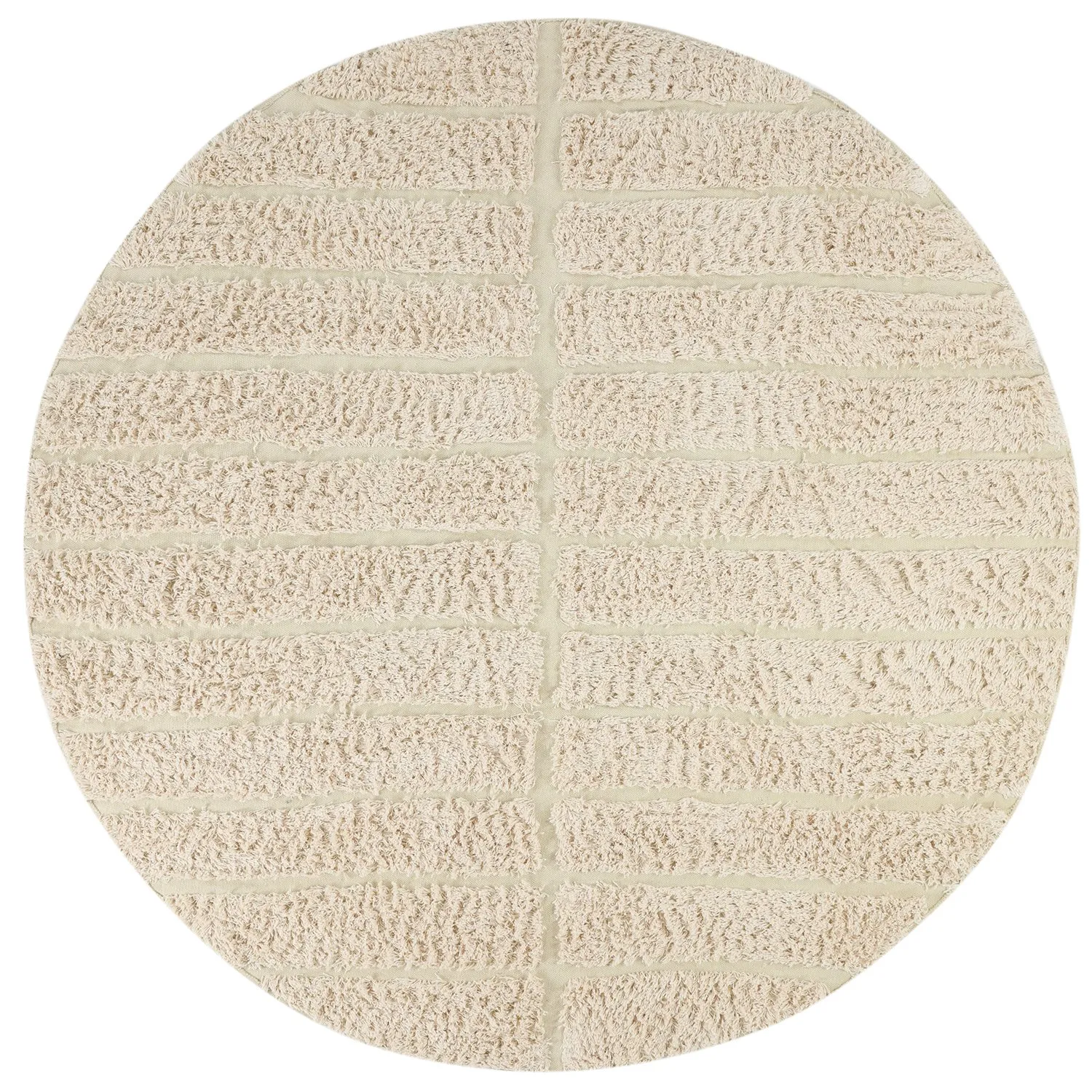 Tapis rond - Ikara Natural Cotton Shaggy (crème)