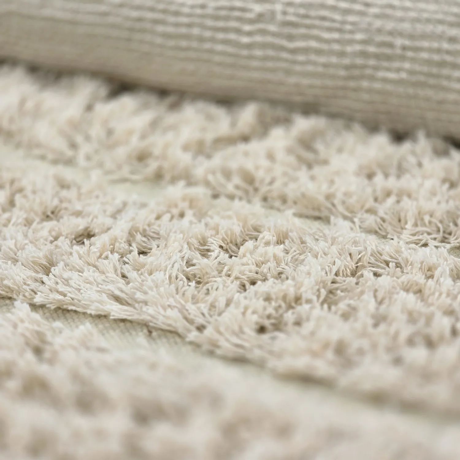 Tapis rond - Ikara Natural Cotton Shaggy (crème)