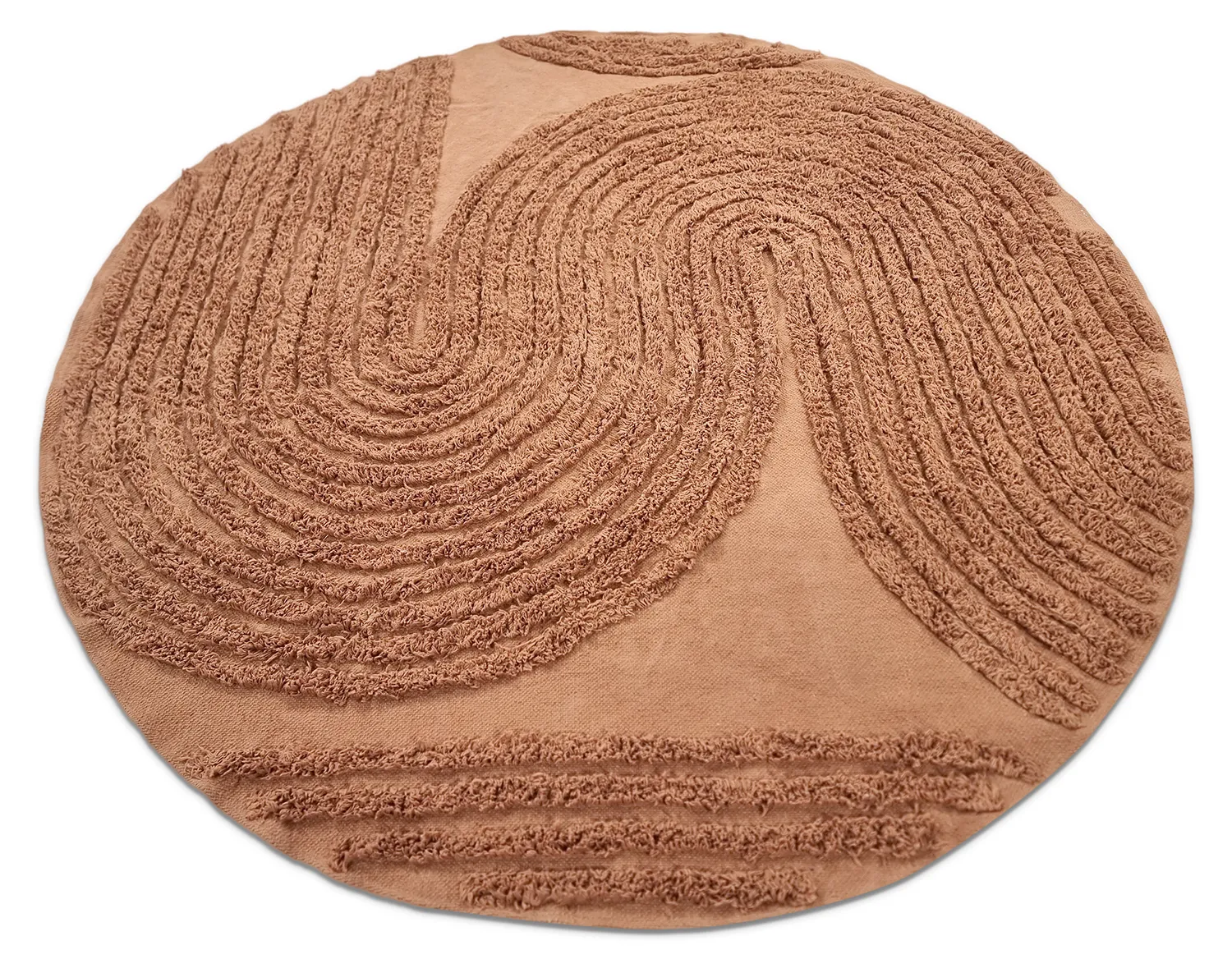 Tapis rond - Jovie Natural Cotton Shaggy (terre cuite)