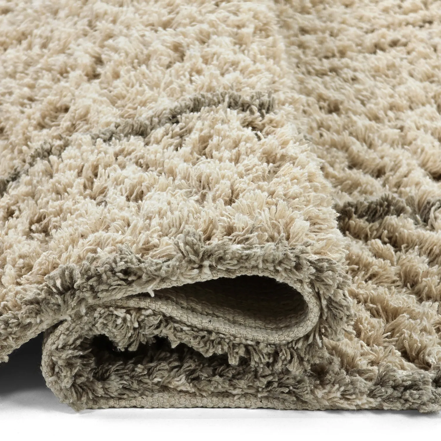 Tapis à poils longs - Kairi Natural Cotton Shaggy (beige/taupe)