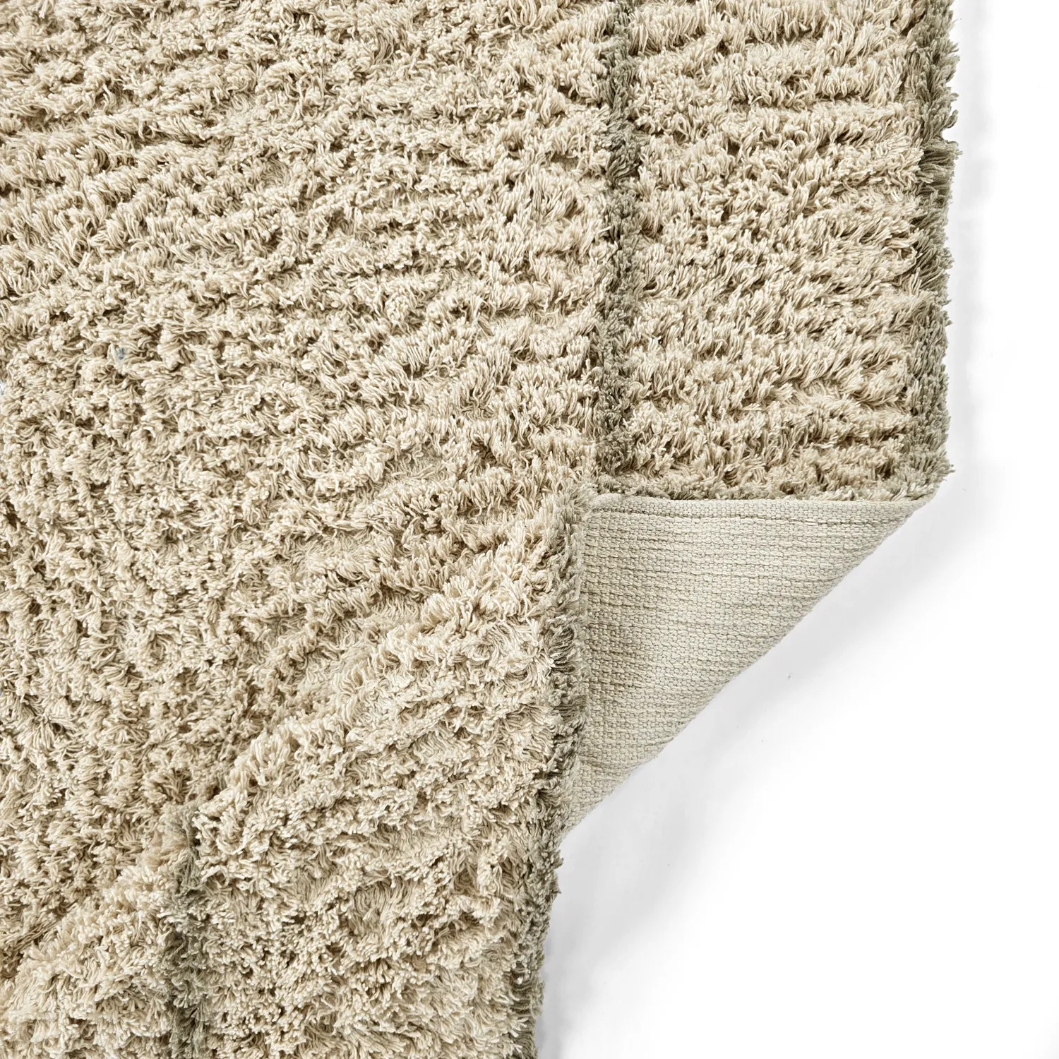 Tapis à poils longs - Kairi Natural Cotton Shaggy (beige/taupe)