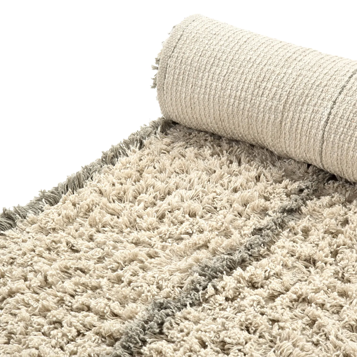 Tapis à poils longs - Kairi Natural Cotton Shaggy (beige/taupe)