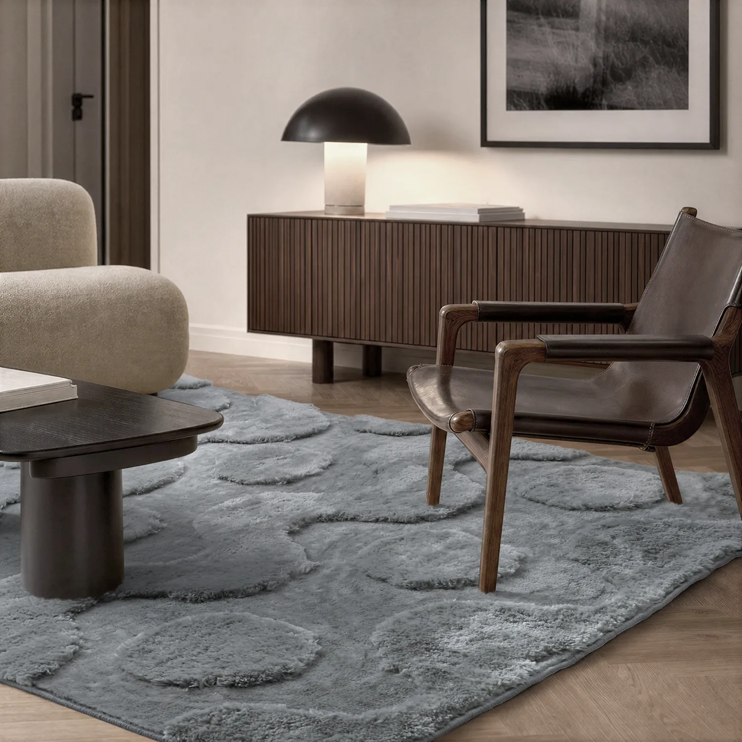 Tapis shaggy - Kavala (gris clair)