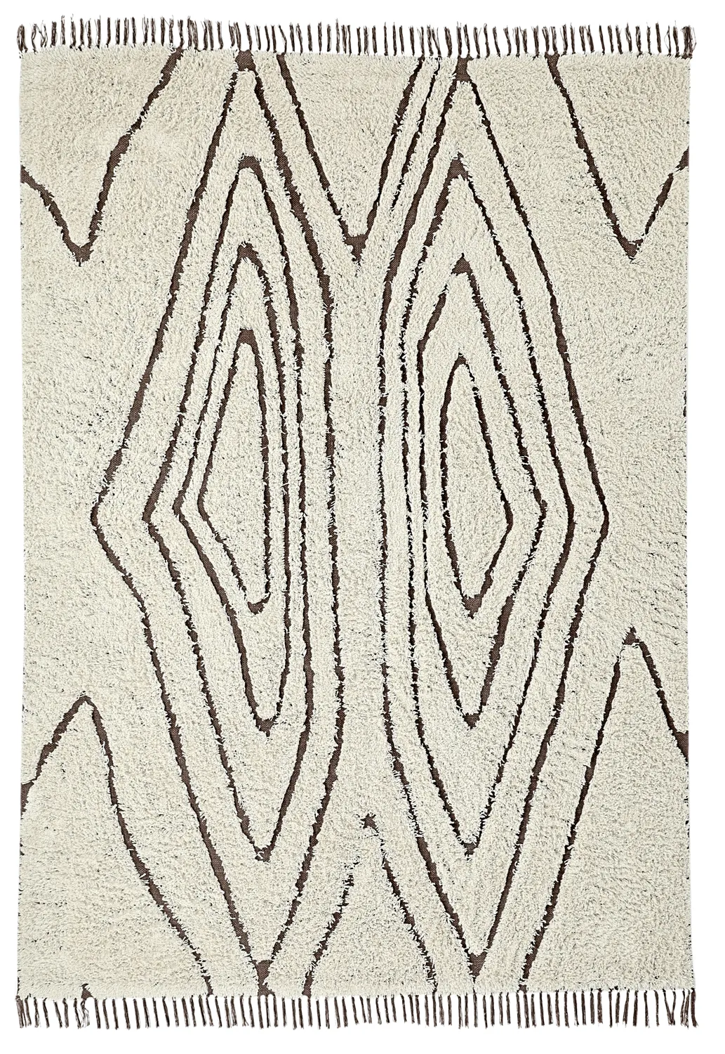 Tapis à poils longs - Kindon Natural Cotton Shaggy (umazano bela/rjava)