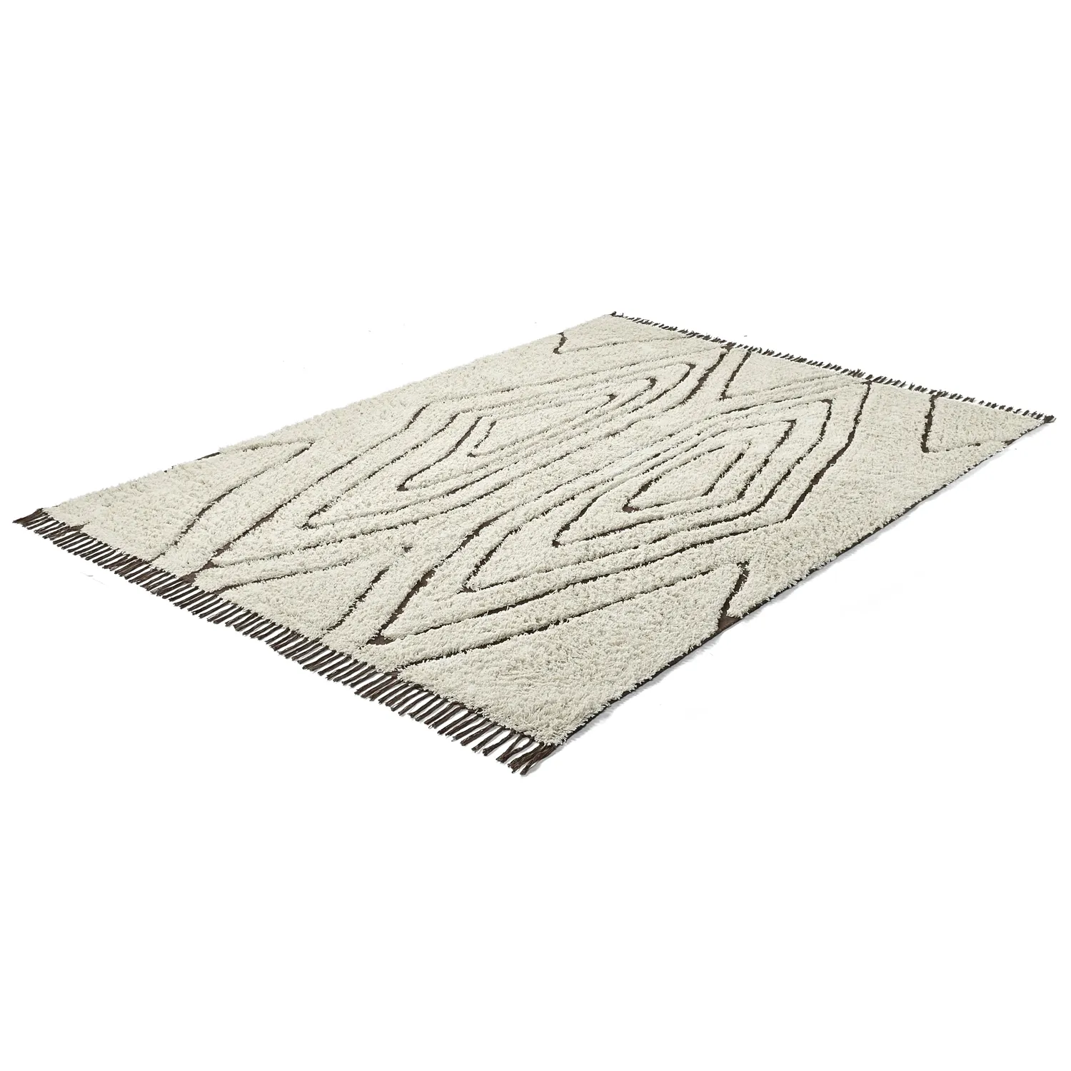 Tapis à poils longs - Kindon Natural Cotton Shaggy (umazano bela/rjava)