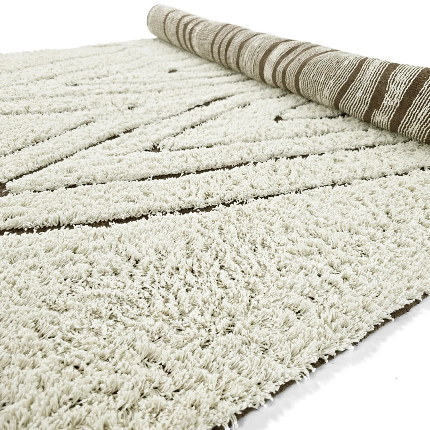 Tapis à poils longs - Kindon Natural Cotton Shaggy (umazano bela/rjava)