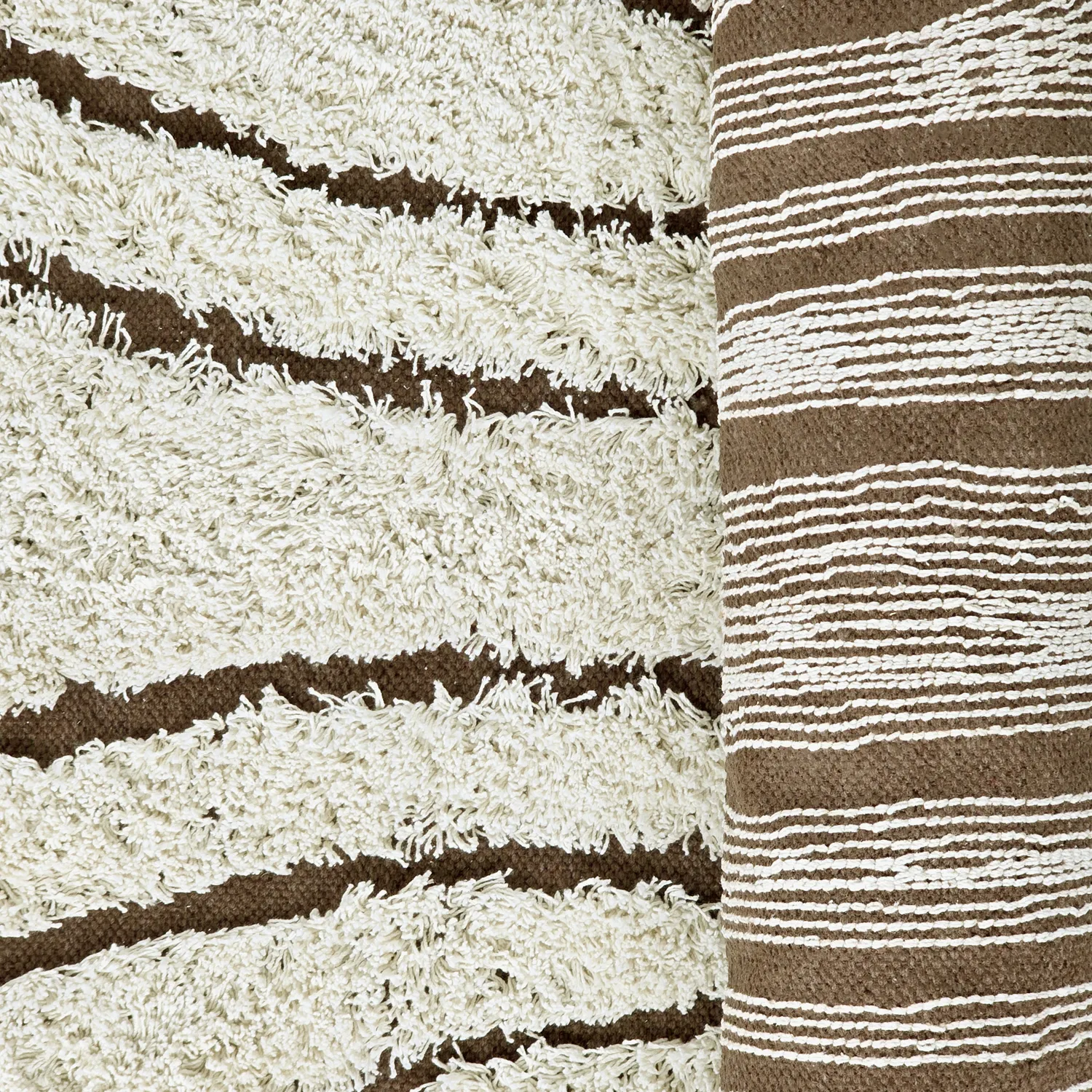 Tapis à poils longs - Kindon Natural Cotton Shaggy (umazano bela/rjava)