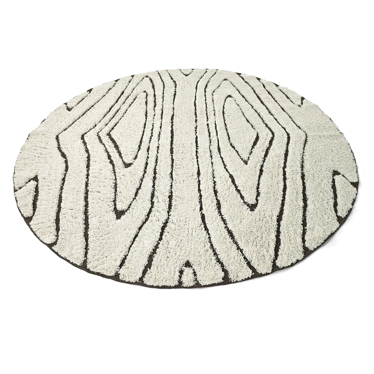 Tapis rond - Kindon Natural Cotton Shaggy (umazano bela/rjava)