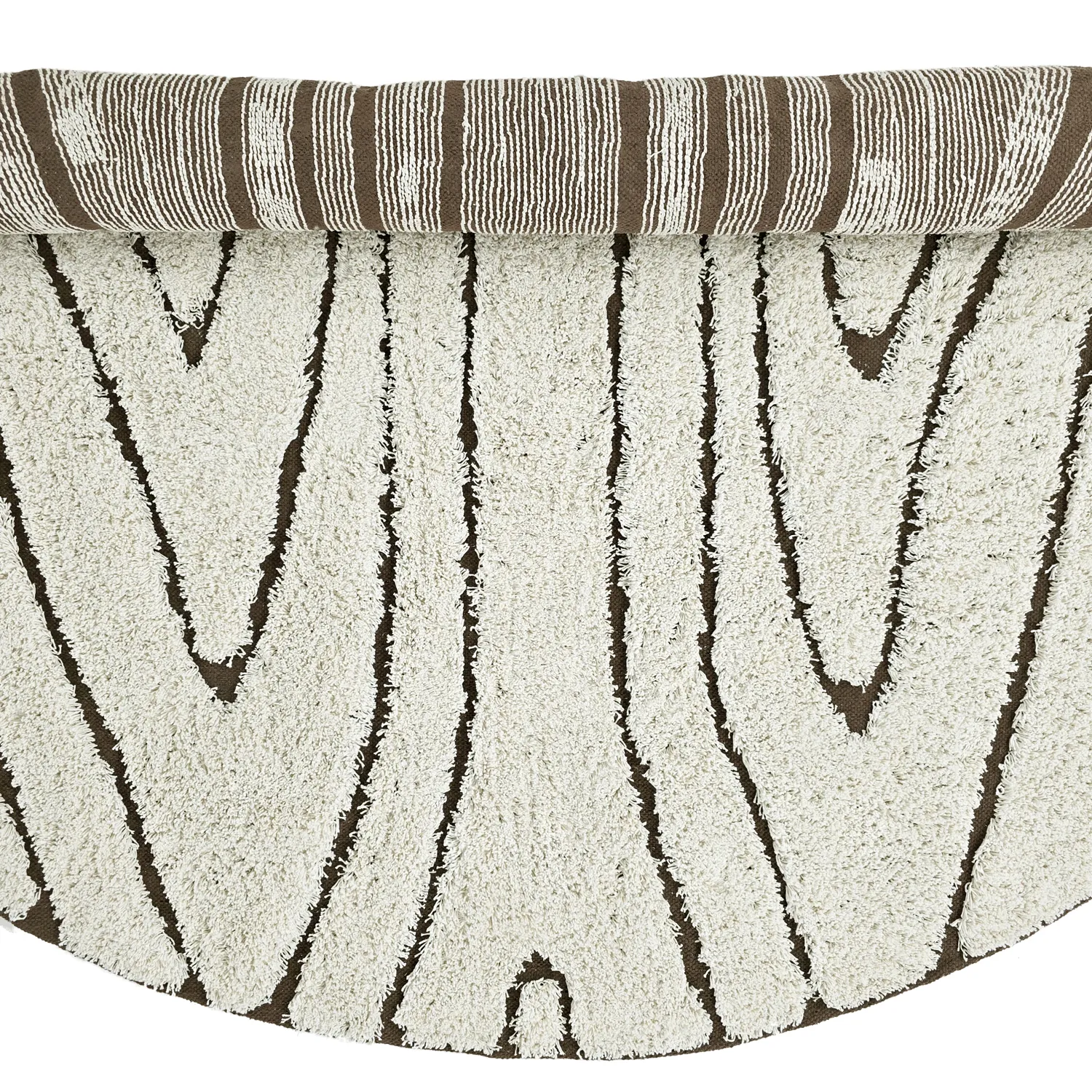 Tapis rond - Kindon Natural Cotton Shaggy (umazano bela/rjava)