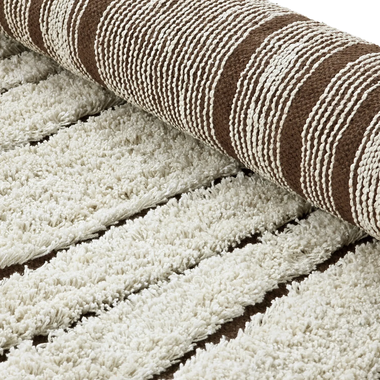 Tapis rond - Kindon Natural Cotton Shaggy (umazano bela/rjava)