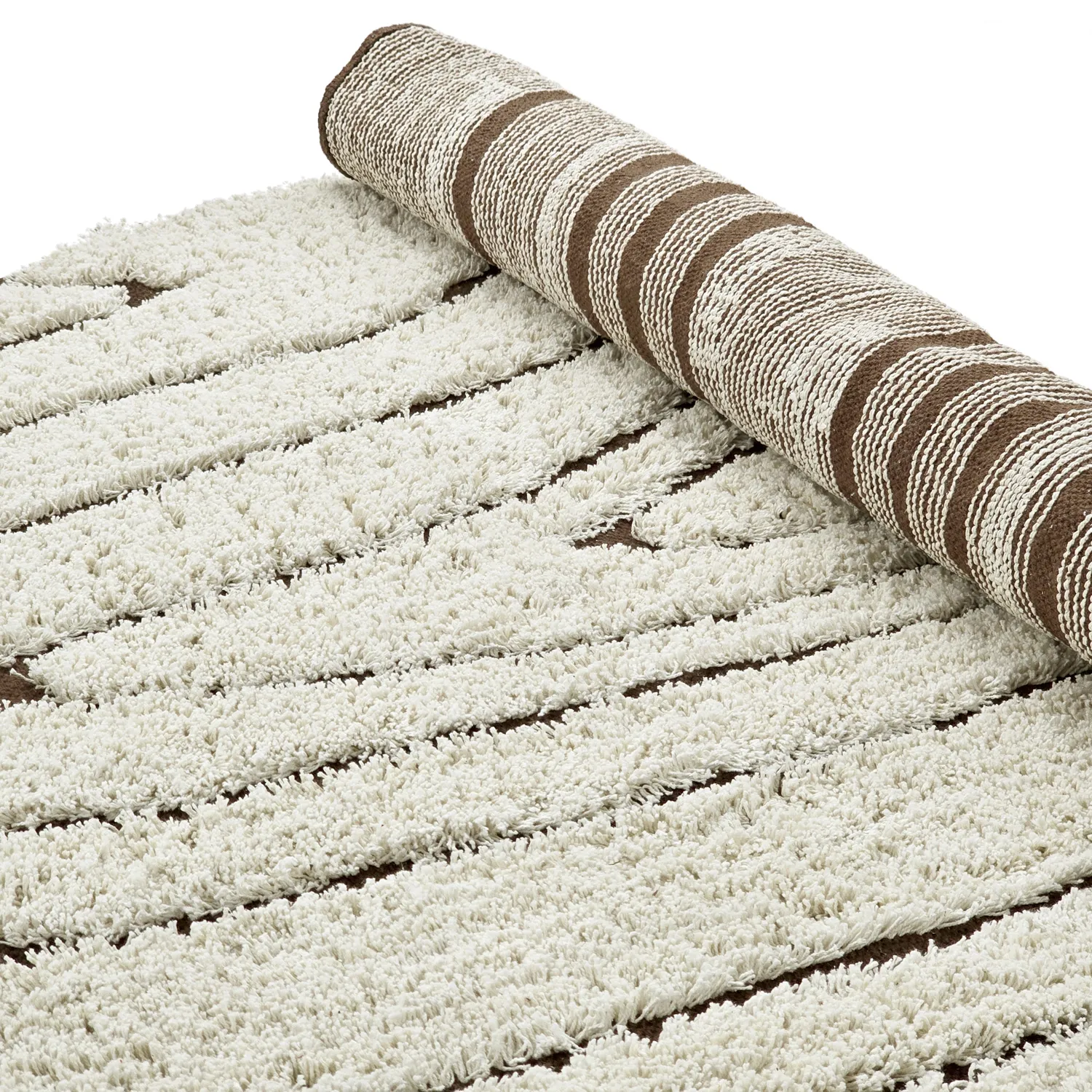 Tapis rond - Kindon Natural Cotton Shaggy (umazano bela/rjava)