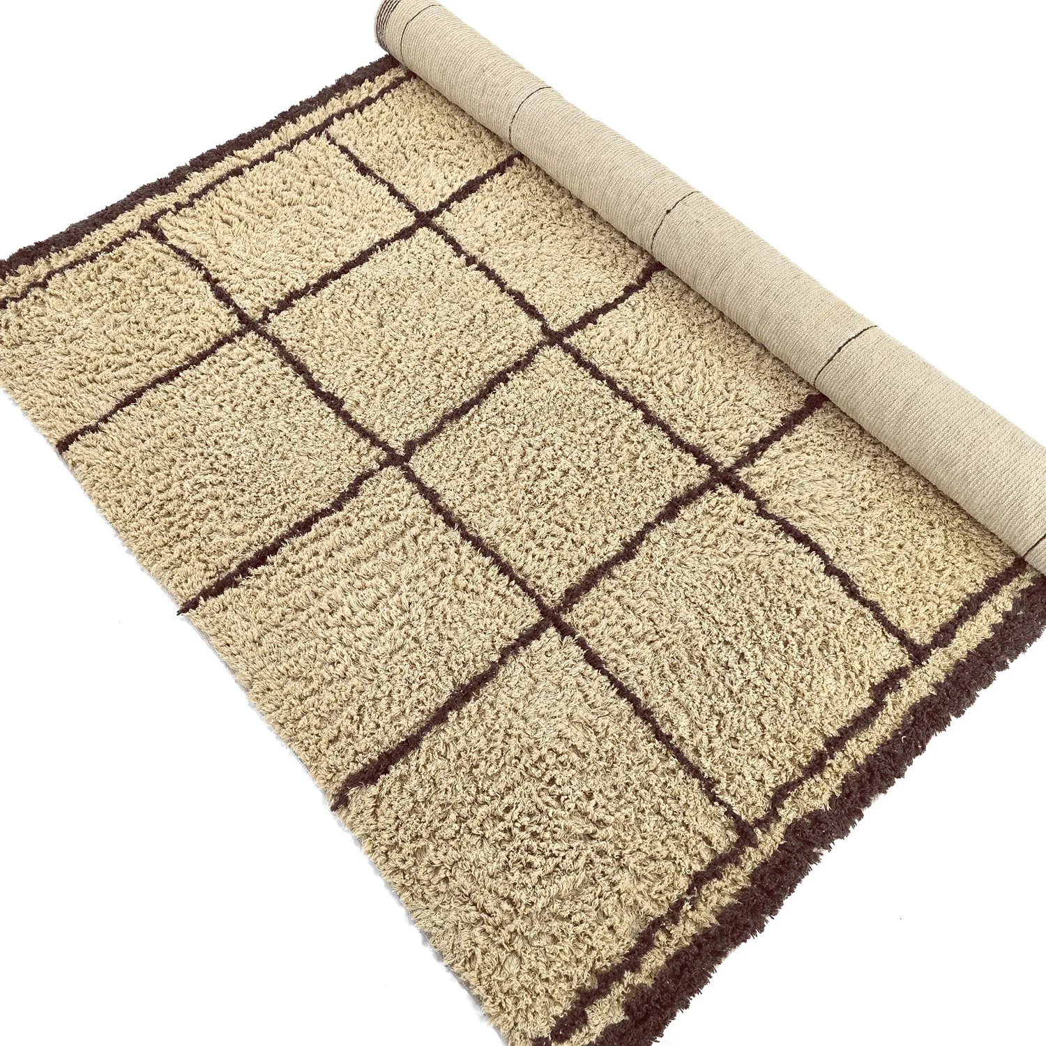 Tapis shaggy - Lana Natural Cotton Shaggy (beige/marron)