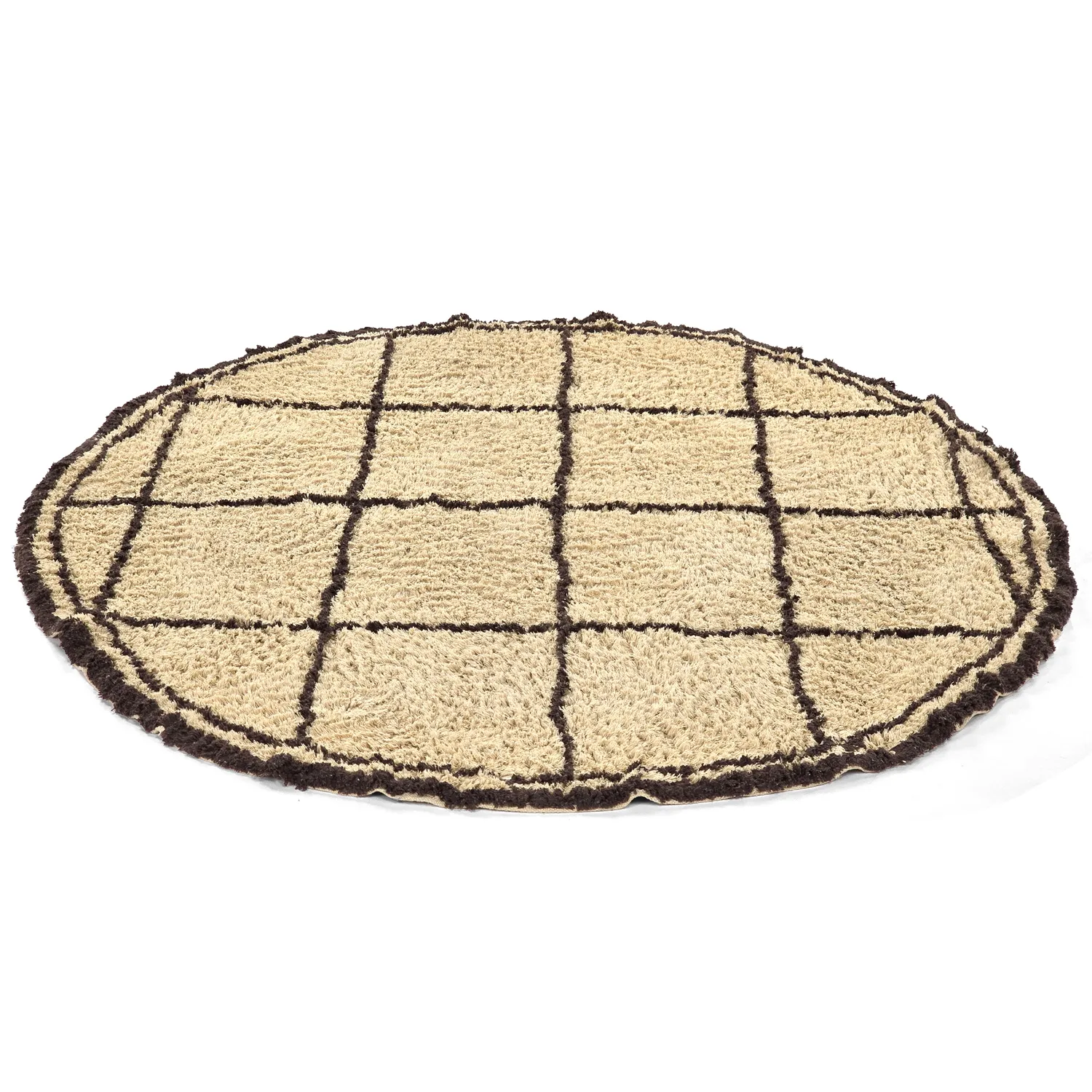 Tapis rond - Lana Natural Cotton Shaggy (beige/marron)