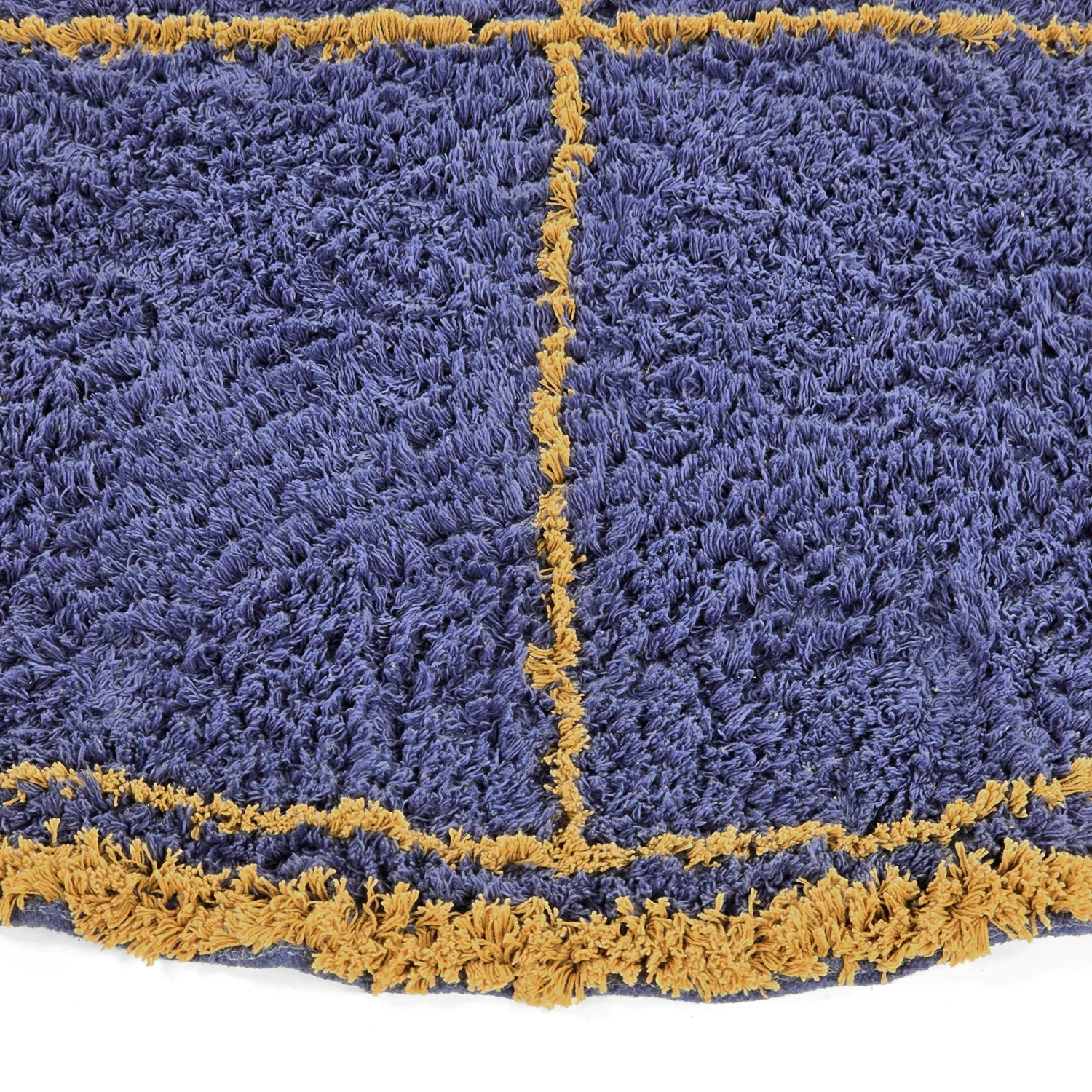 Tapis rond - Lana Natural Cotton Shaggy (bleu/jaune)