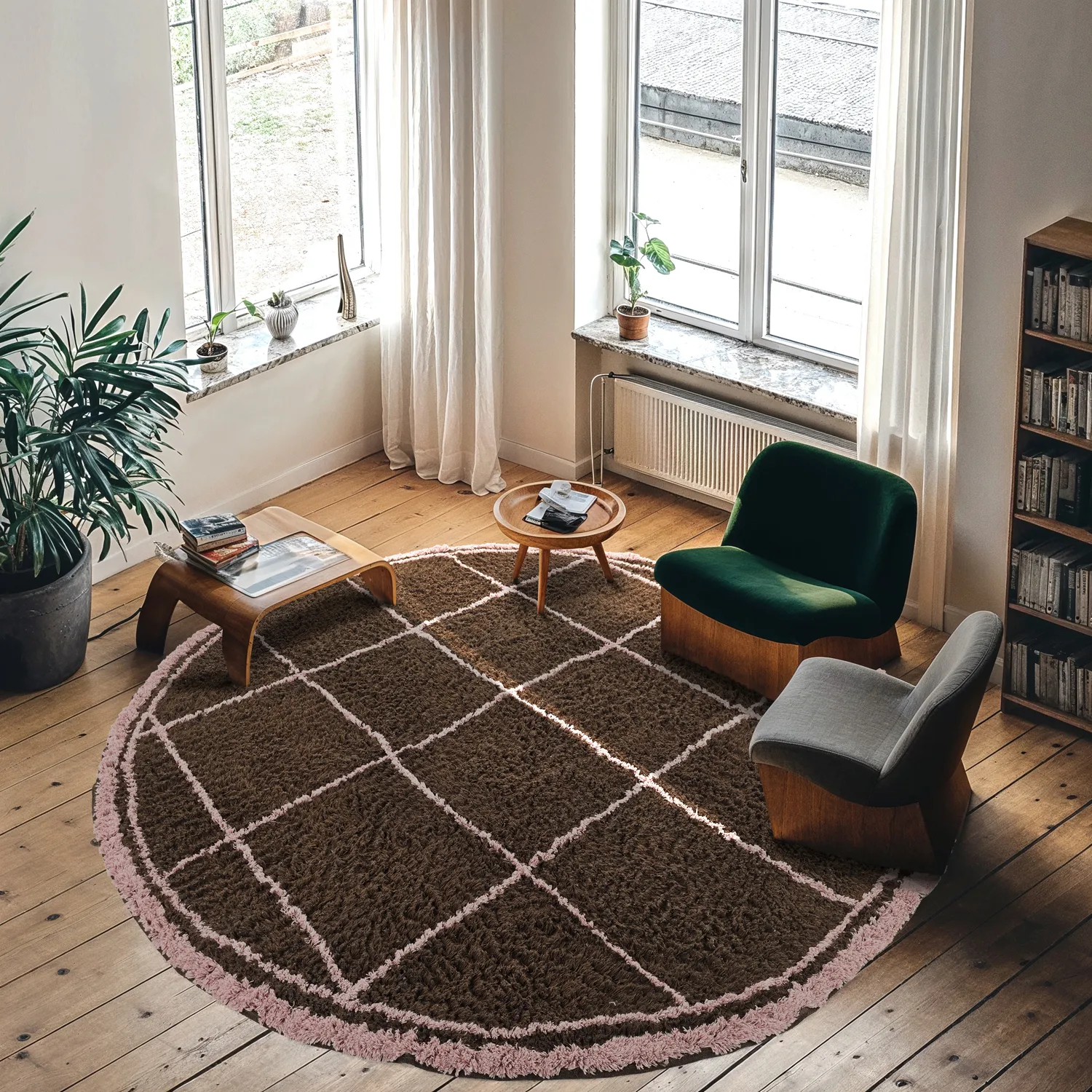 Tapis rond - Lana Natural Cotton Shaggy (marron)