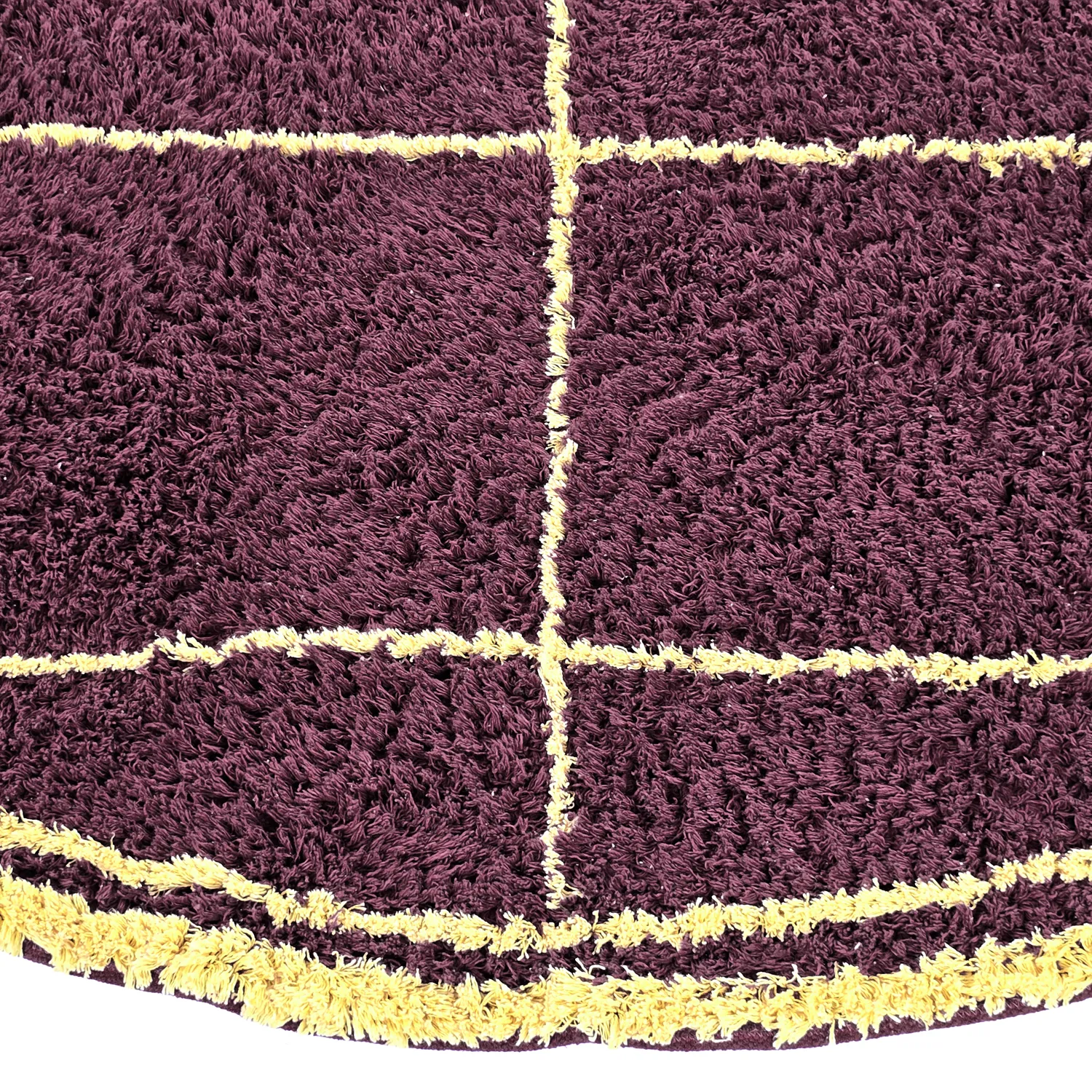 Tapis rond - Lana Natural Cotton Shaggy (bordeaux/jaune)