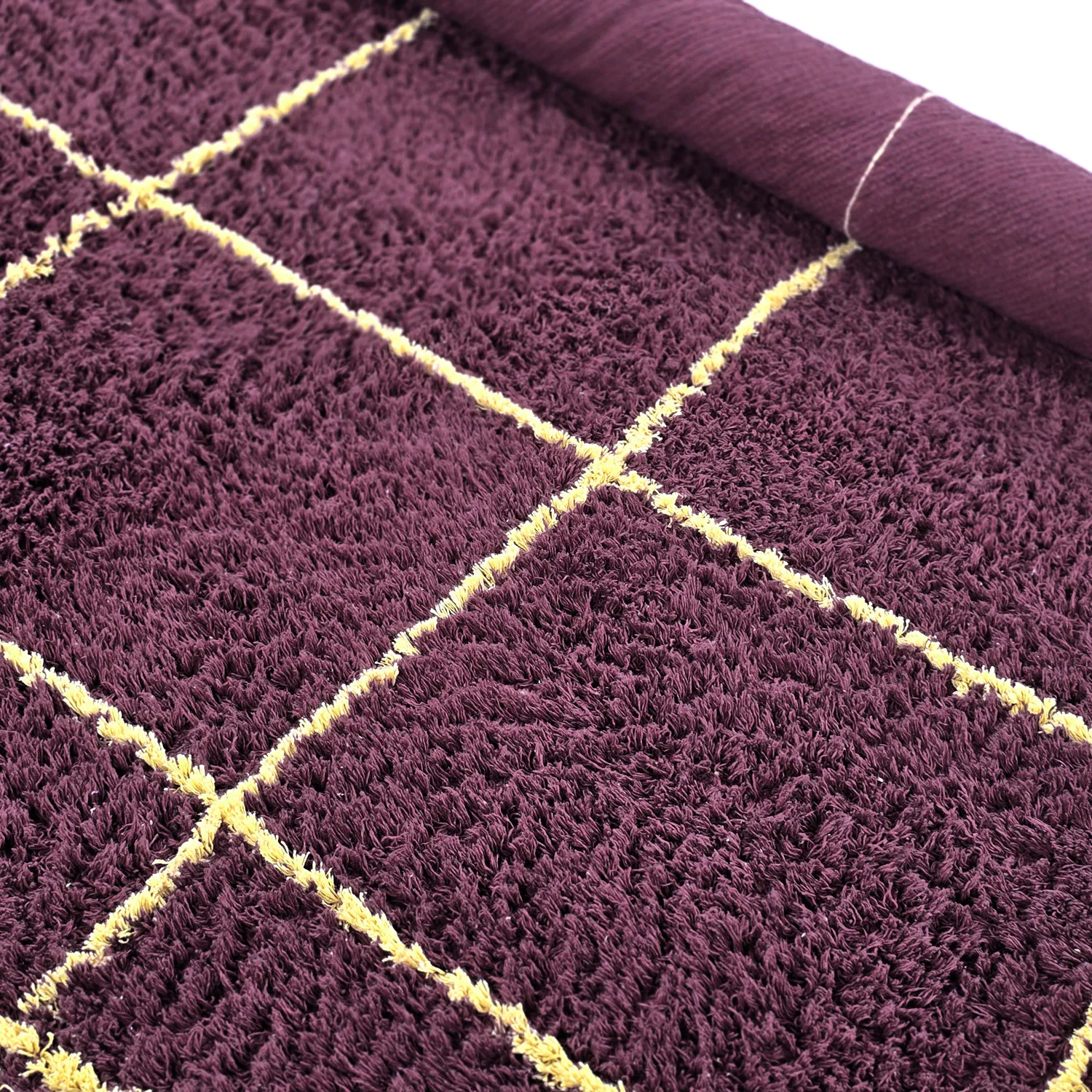 Tapis rond - Lana Natural Cotton Shaggy (bordeaux/jaune)
