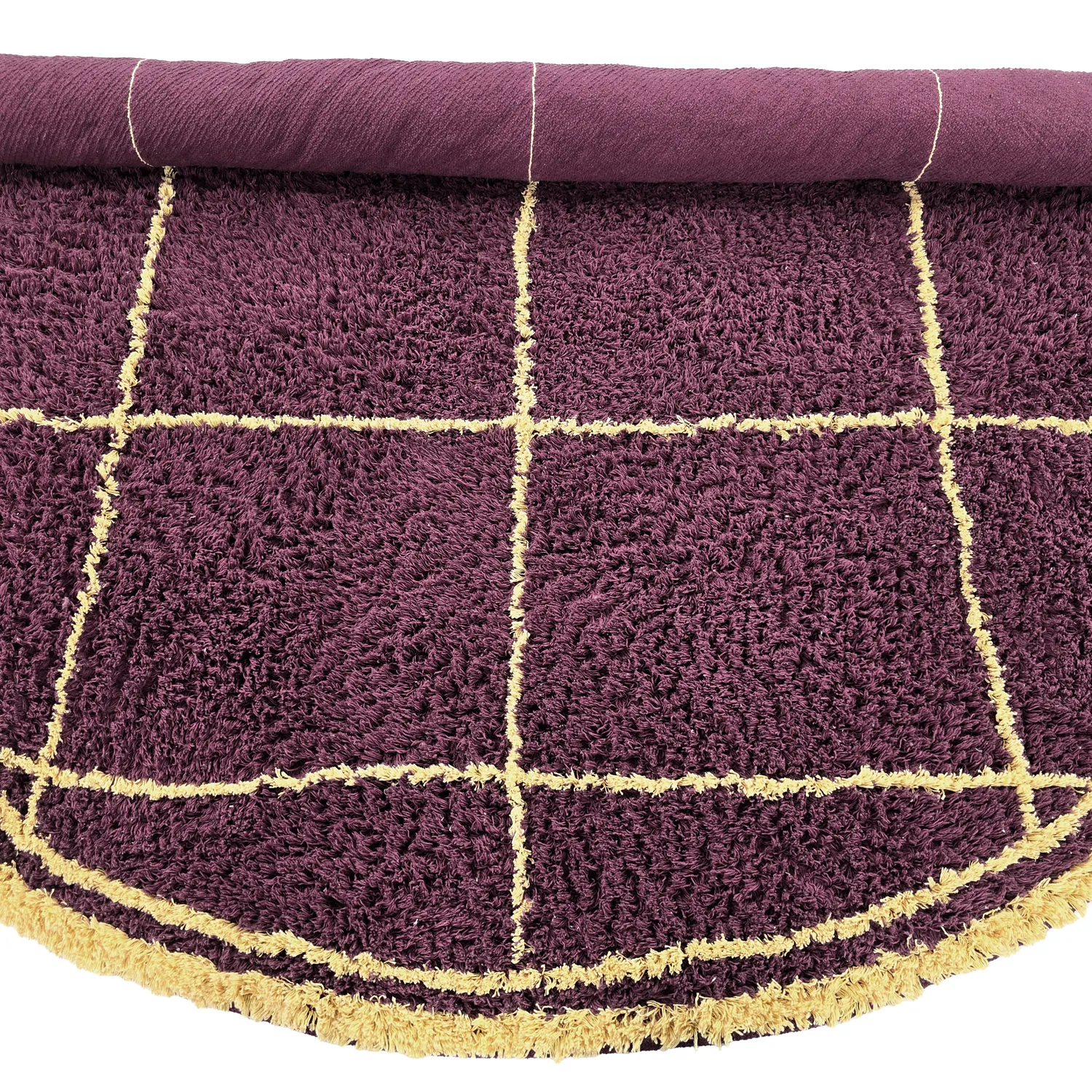 Tapis rond - Lana Natural Cotton Shaggy (bordeaux/jaune)