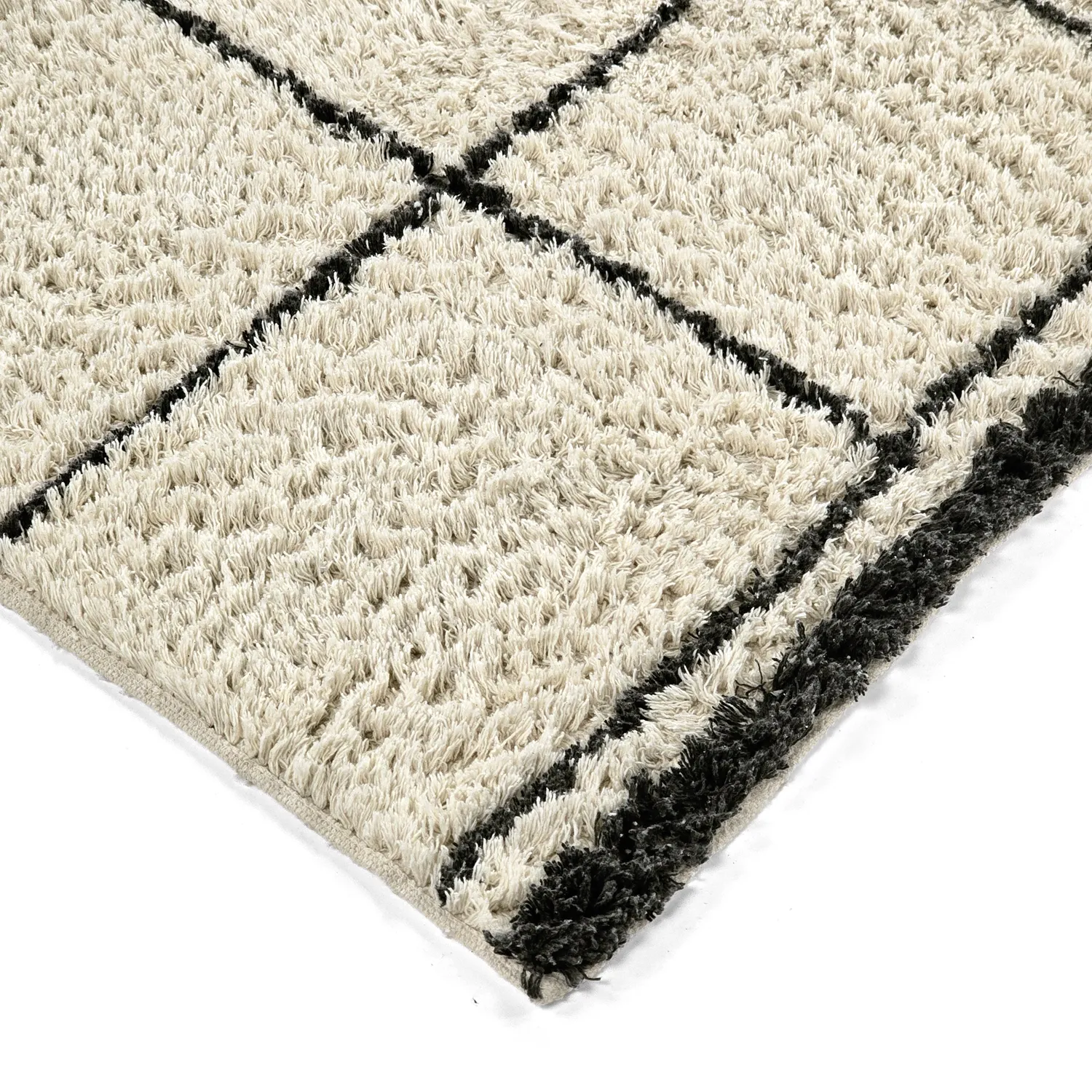 Tapis shaggy - Lana Natural Cotton Shaggy (crème/gris foncé)