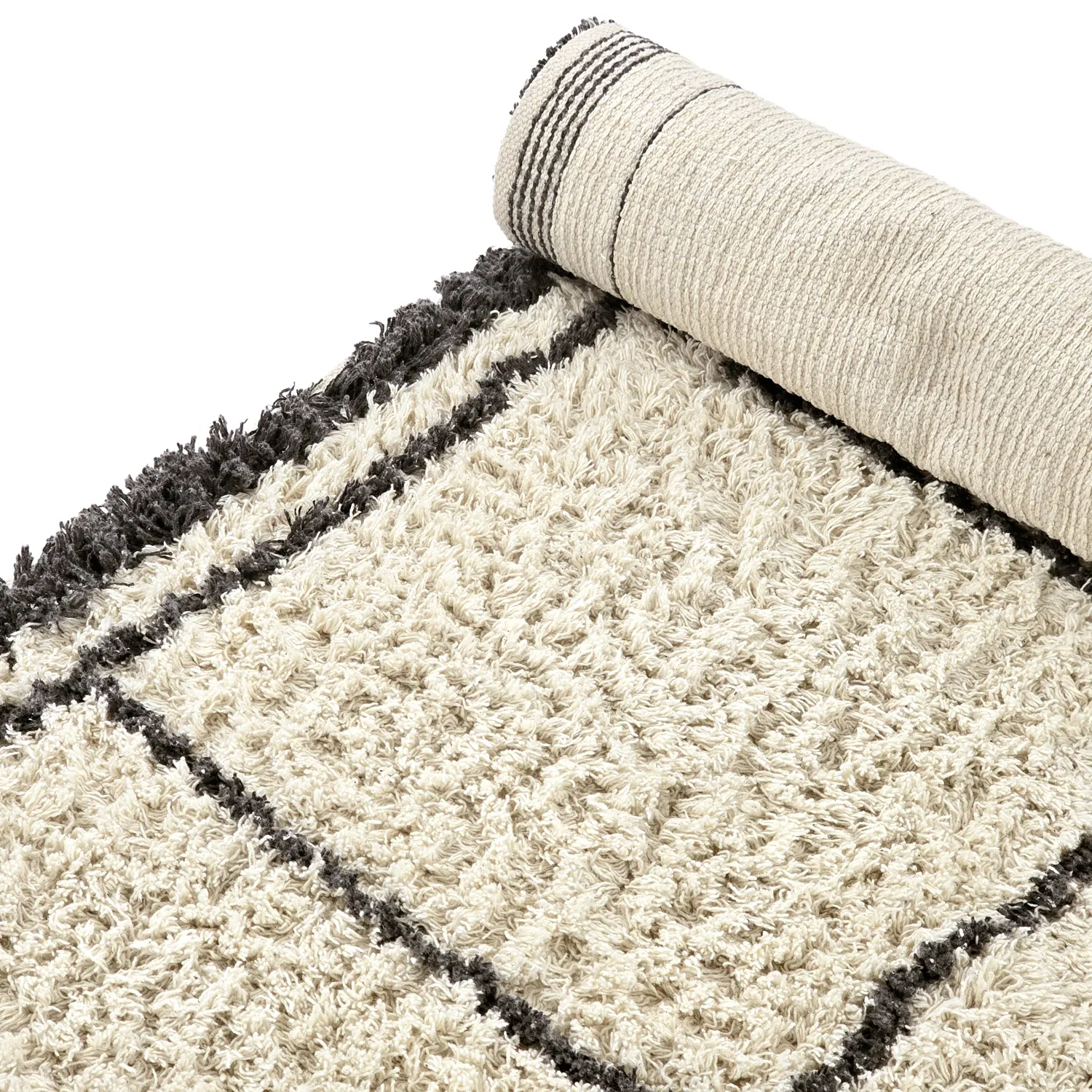 Tapis shaggy - Lana Natural Cotton Shaggy (crème/gris foncé)