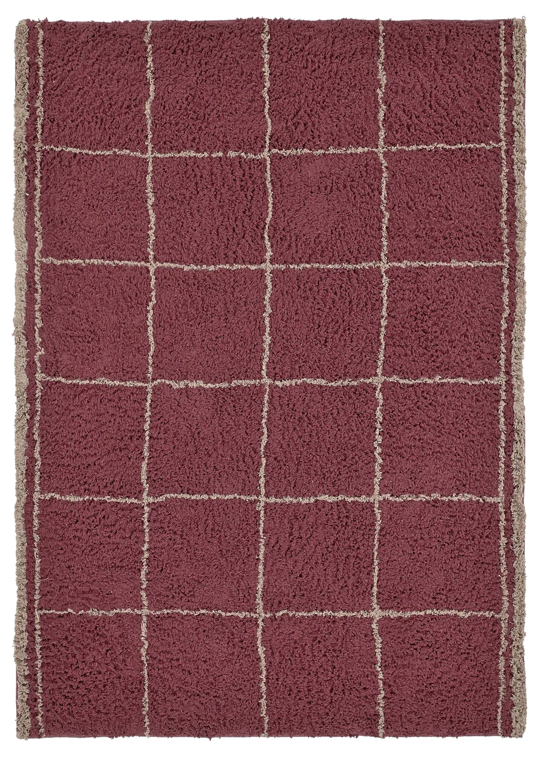 Tapis à poils longs - Lana Natural Cotton Shaggy (taupe/rouge)