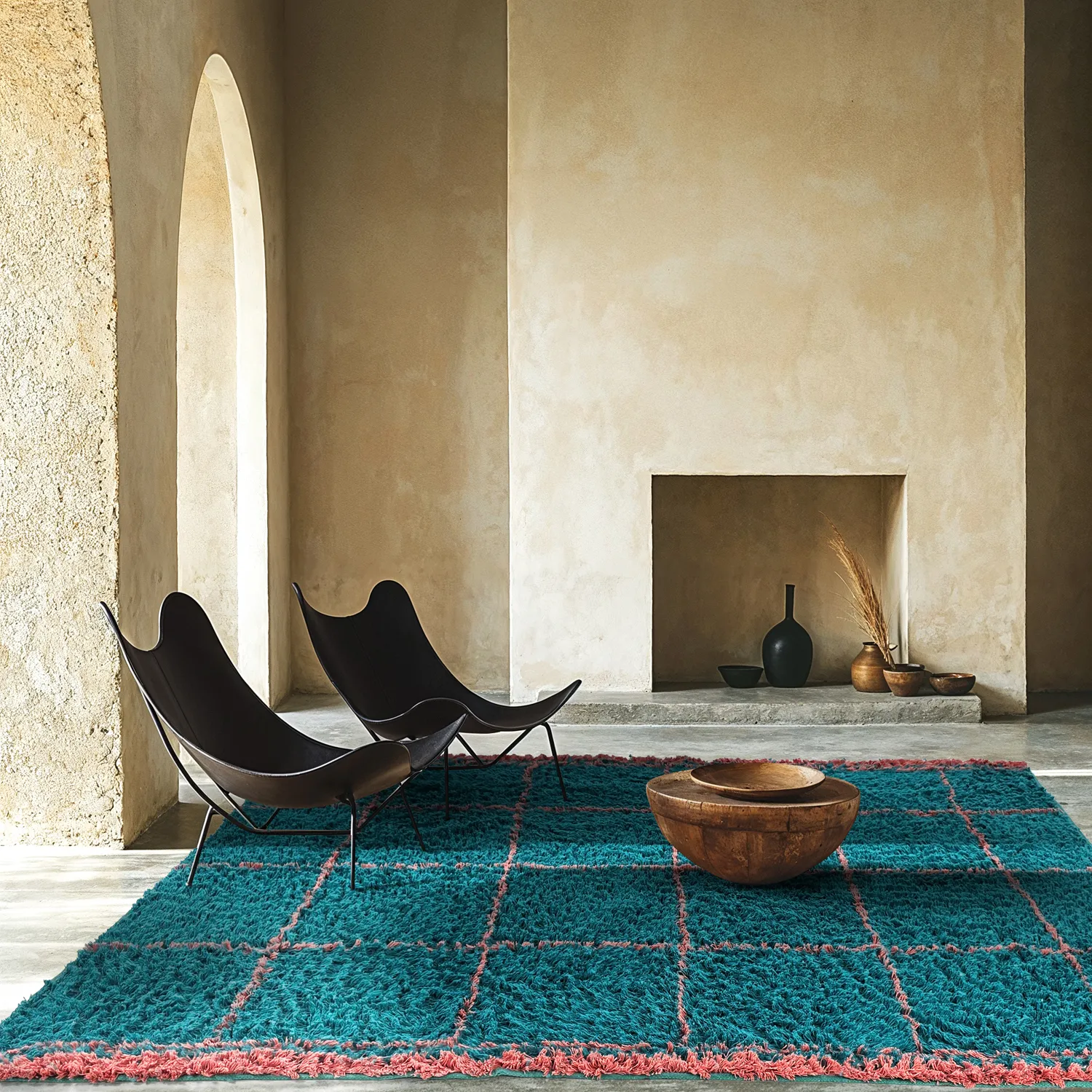 Tapis shaggy - Lana Natural Cotton Shaggy (turquoise/rose)