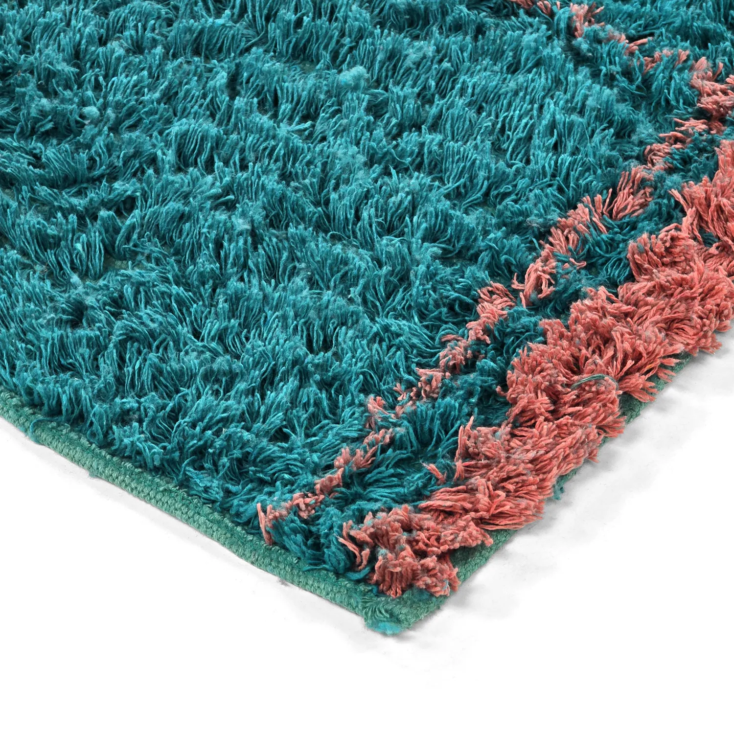 Tapis shaggy - Lana Natural Cotton Shaggy (turquoise/rose)