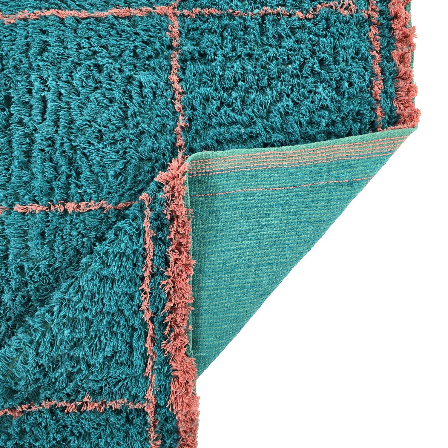 Tapis shaggy - Lana Natural Cotton Shaggy (turquoise/rose)