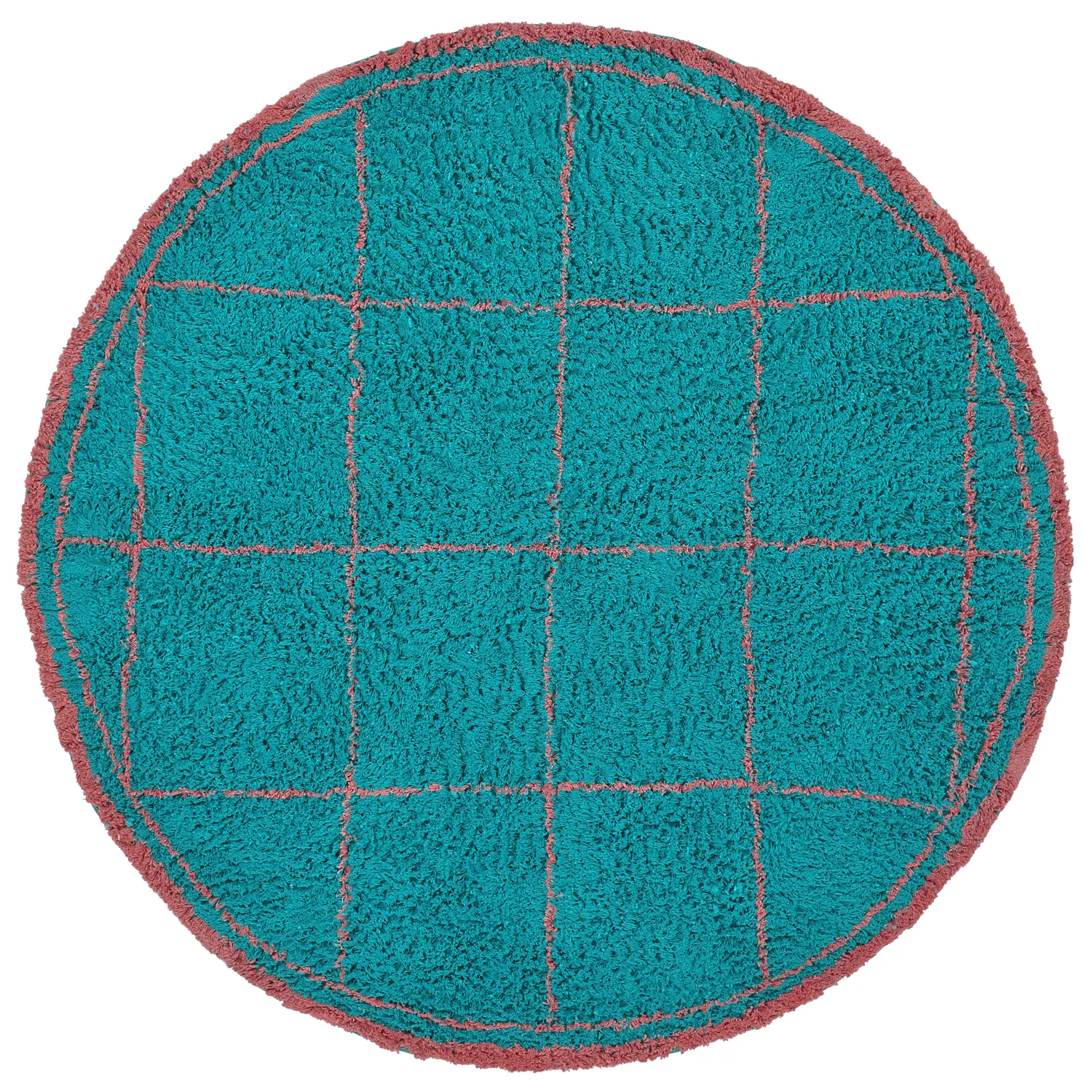 Tapis rond - Lana Natural Cotton Shaggy (turquoise/rose)