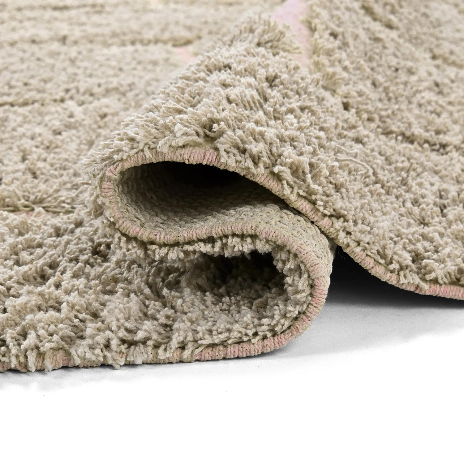Tapis à poils longs - Lindley Natural Cotton Shaggy (bež/roza)