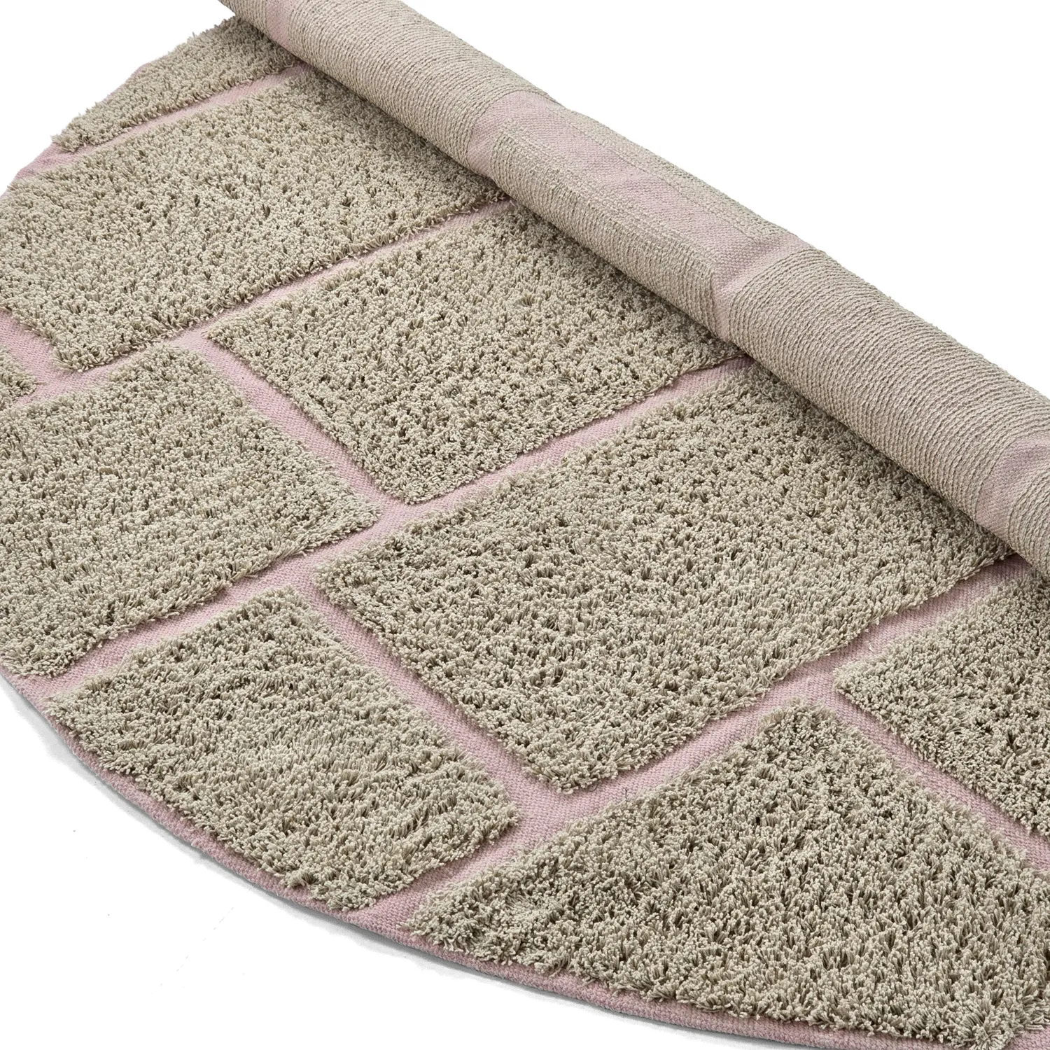 Tapis rond - Lindley Natural Cotton Shaggy (bež/roza)