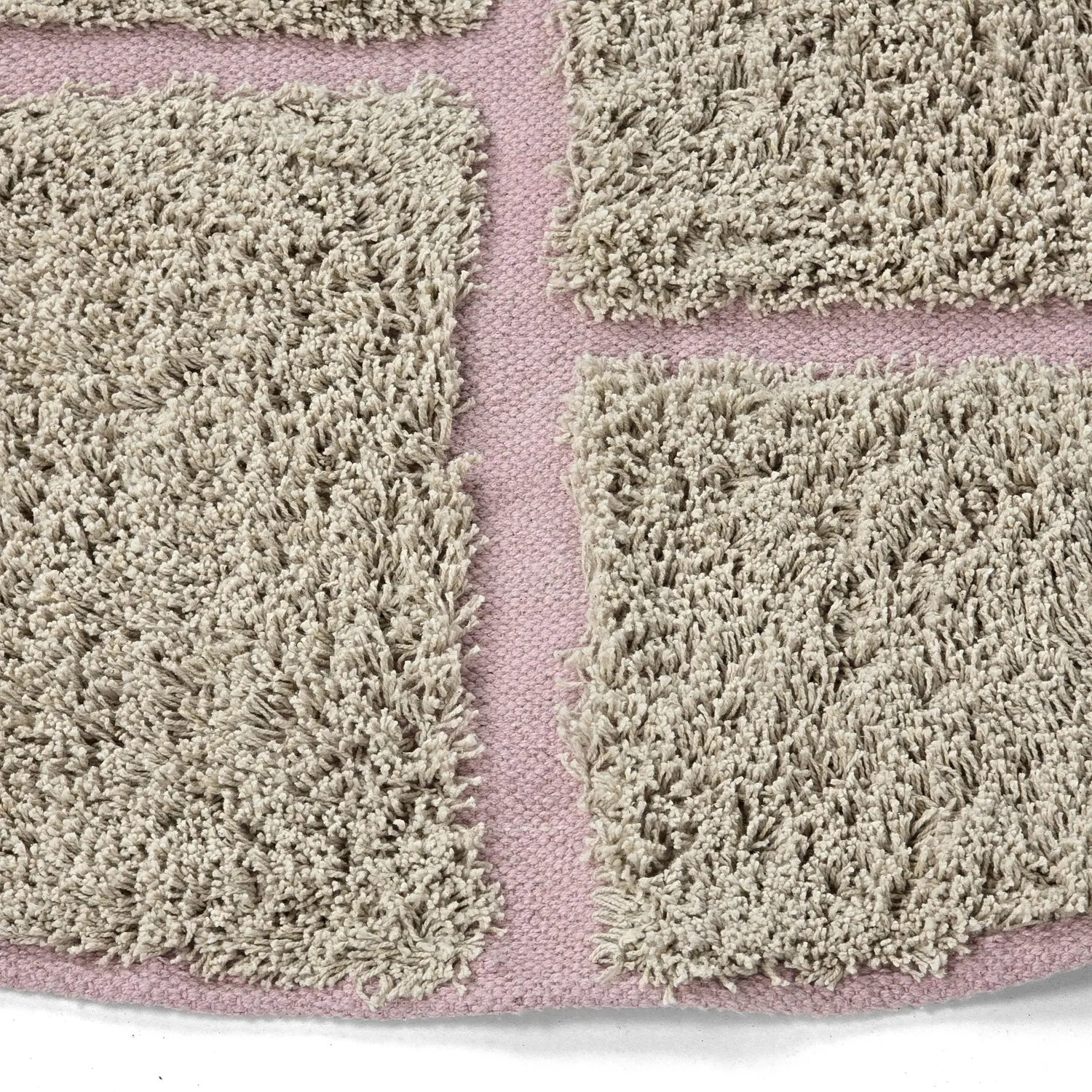 Tapis rond - Lindley Natural Cotton Shaggy (bež/roza)