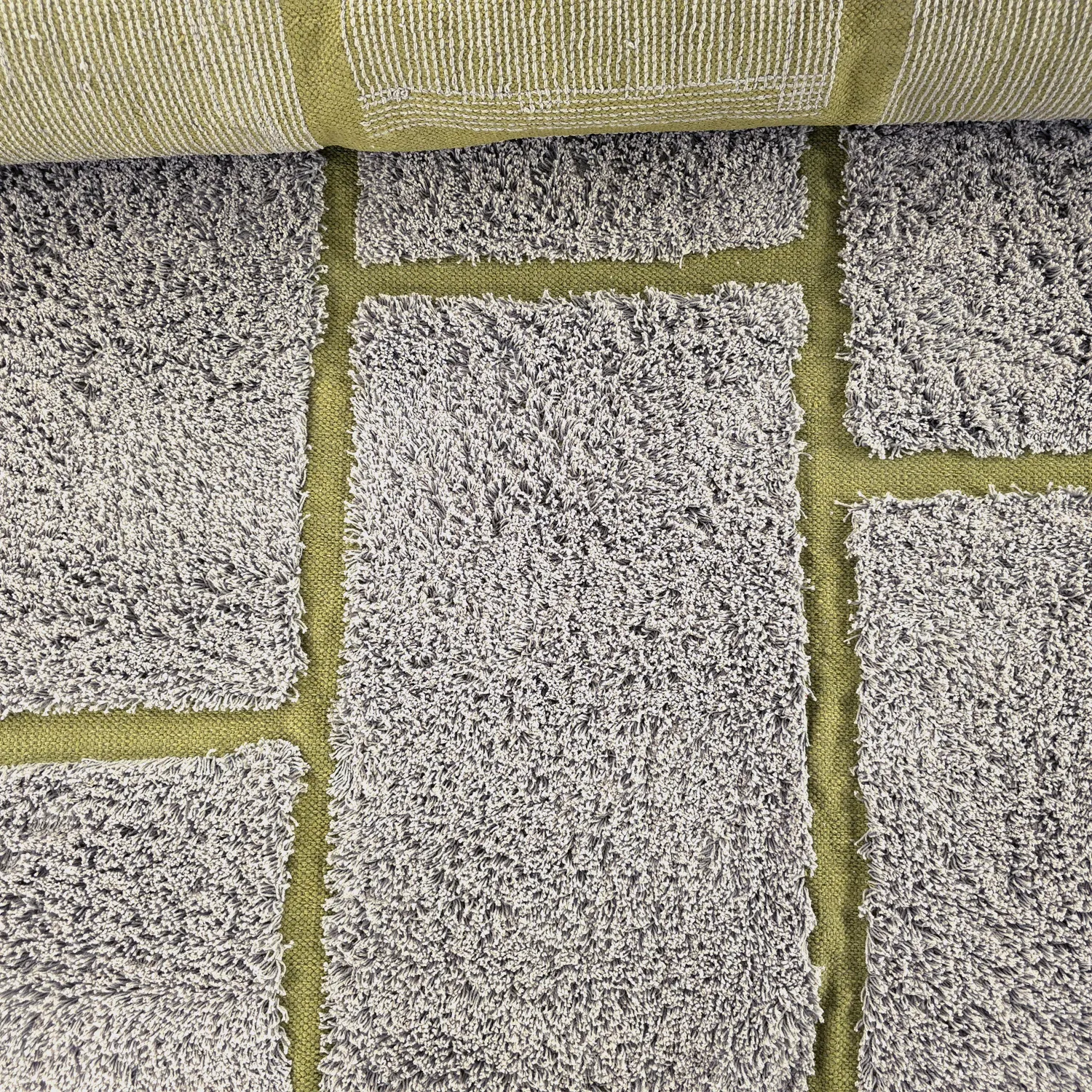 Tapis à poils longs - Lindley Natural Cotton Shaggy (siva/zelena)