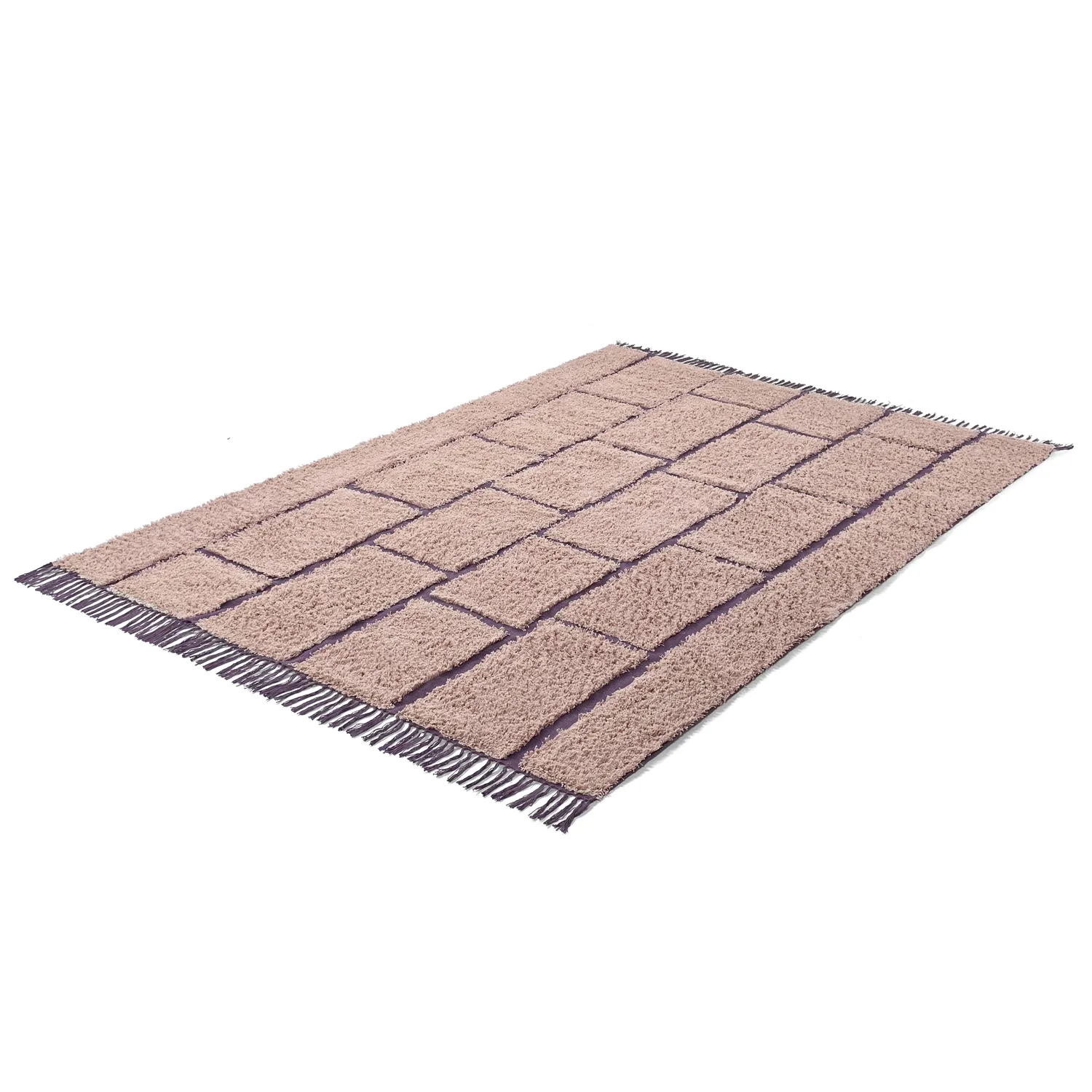 Tapis à poils longs - Lindley Natural Cotton Shaggy (roza/vijolična)