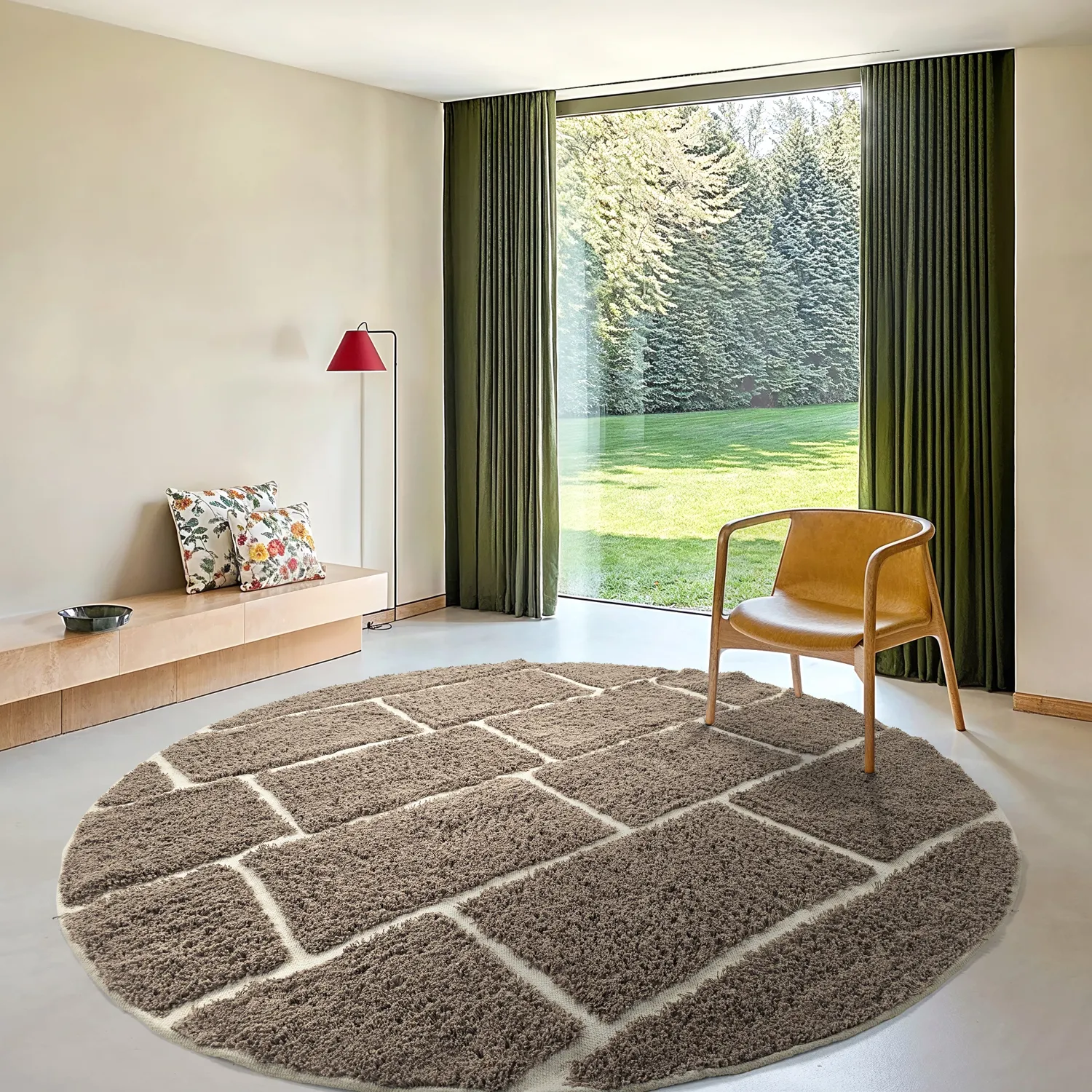 Tapis rond - Lindley Natural Cotton Shaggy (taupe/siva)
