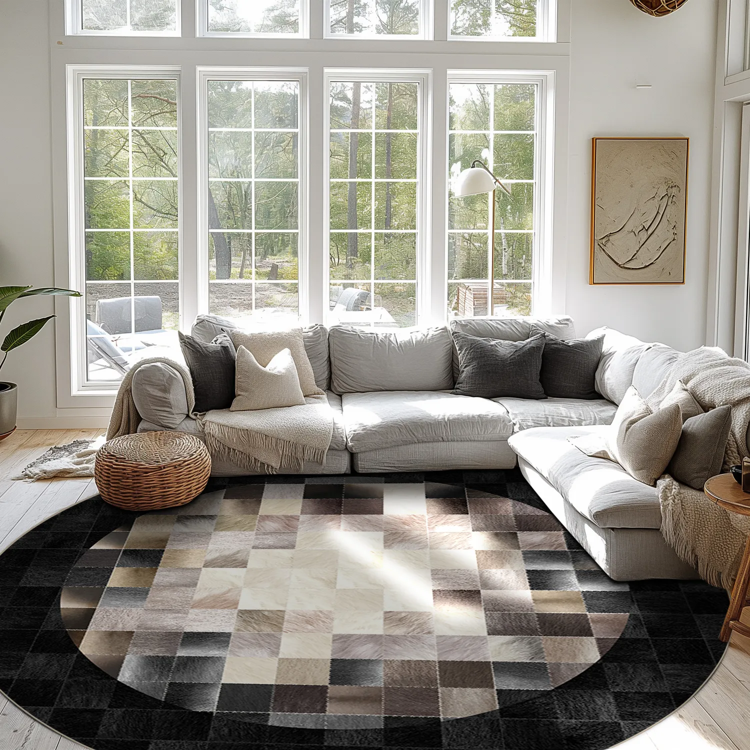 Tapis rond - Livada (noir/multicolore)