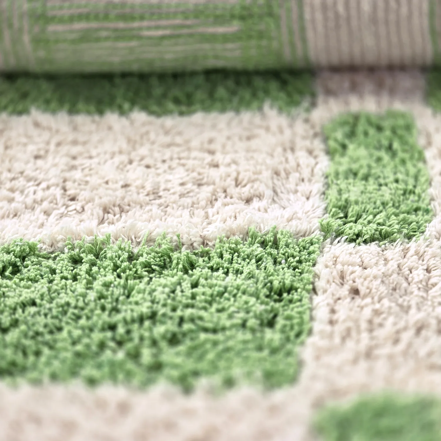 Tapis rond - Maranello Natural Cotton Shaggy (vert)
