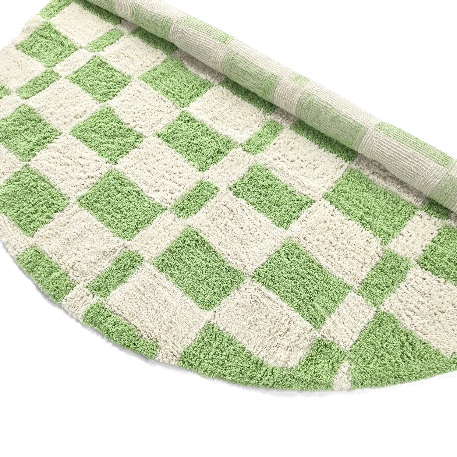 Tapis rond - Maranello Natural Cotton Shaggy (vert)