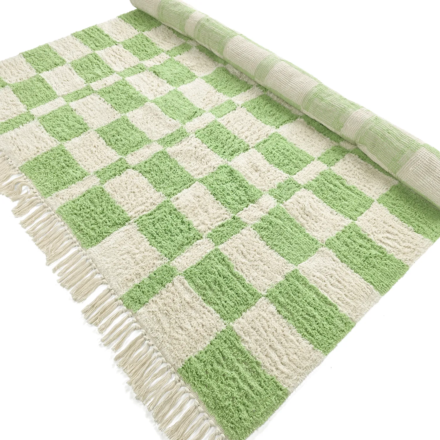 Tapis shaggy - Maranello Natural Cotton Shaggy (vert)