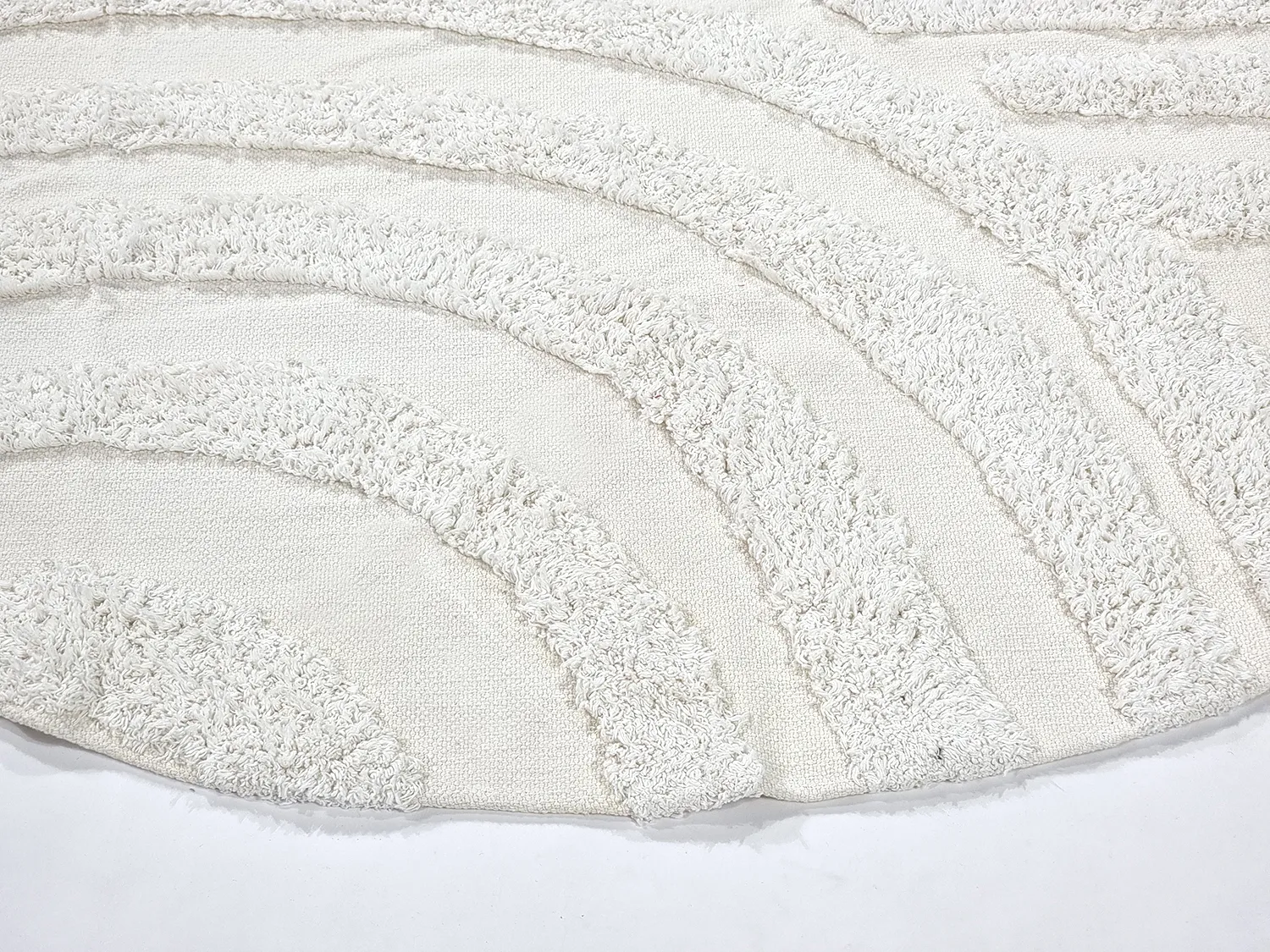 Tapis rond - Mavis Natural Cotton Shaggy (blanc cassé)