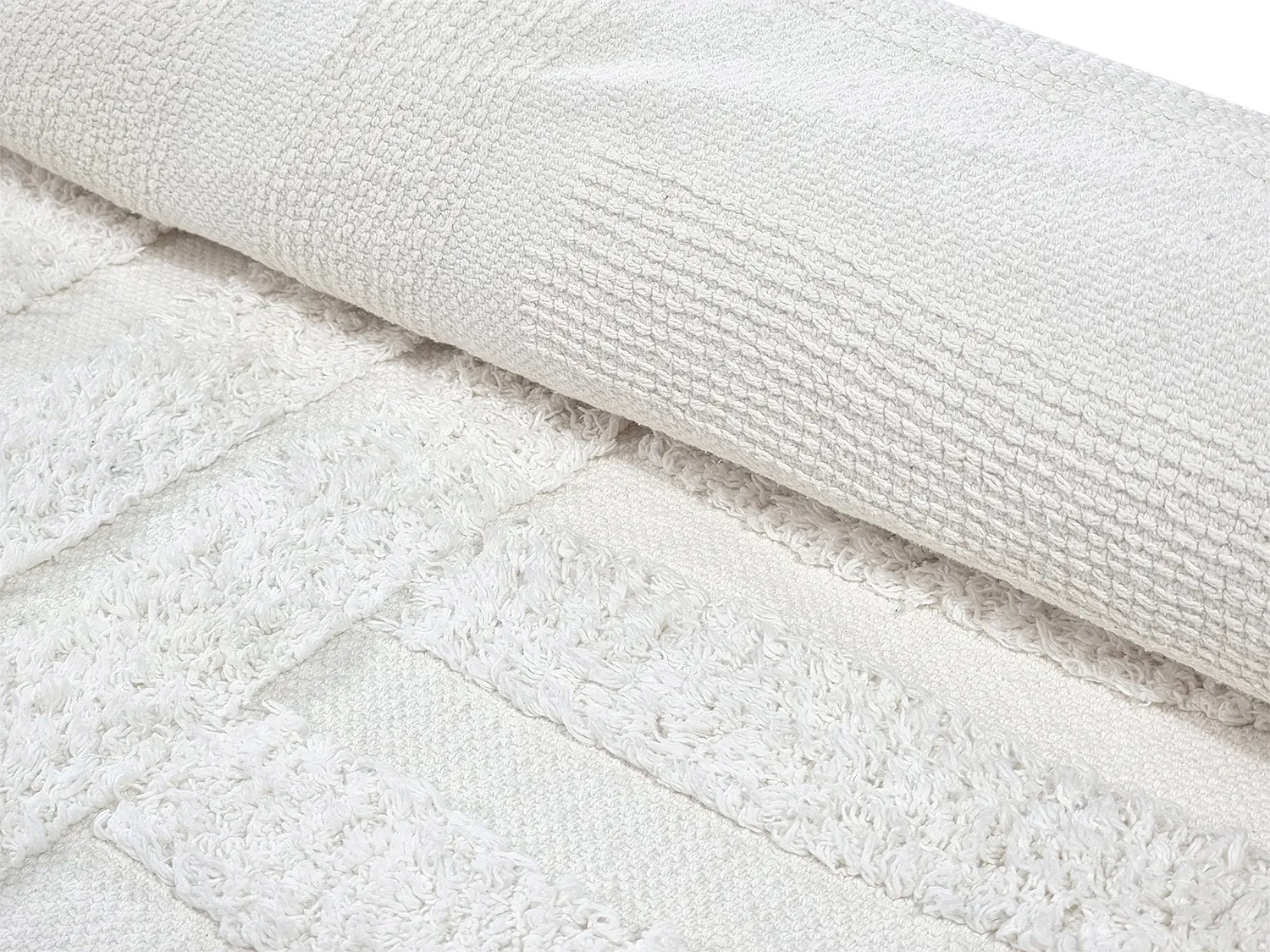 Tapis rond - Mavis Natural Cotton Shaggy (blanc cassé)