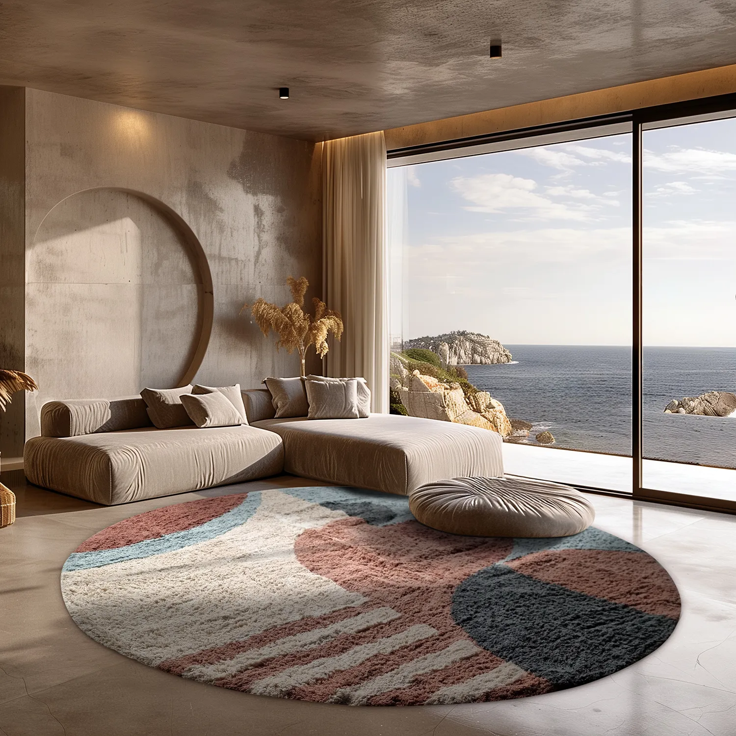 Tapis rond - Osmery Natural Cotton Shaggy (multi)