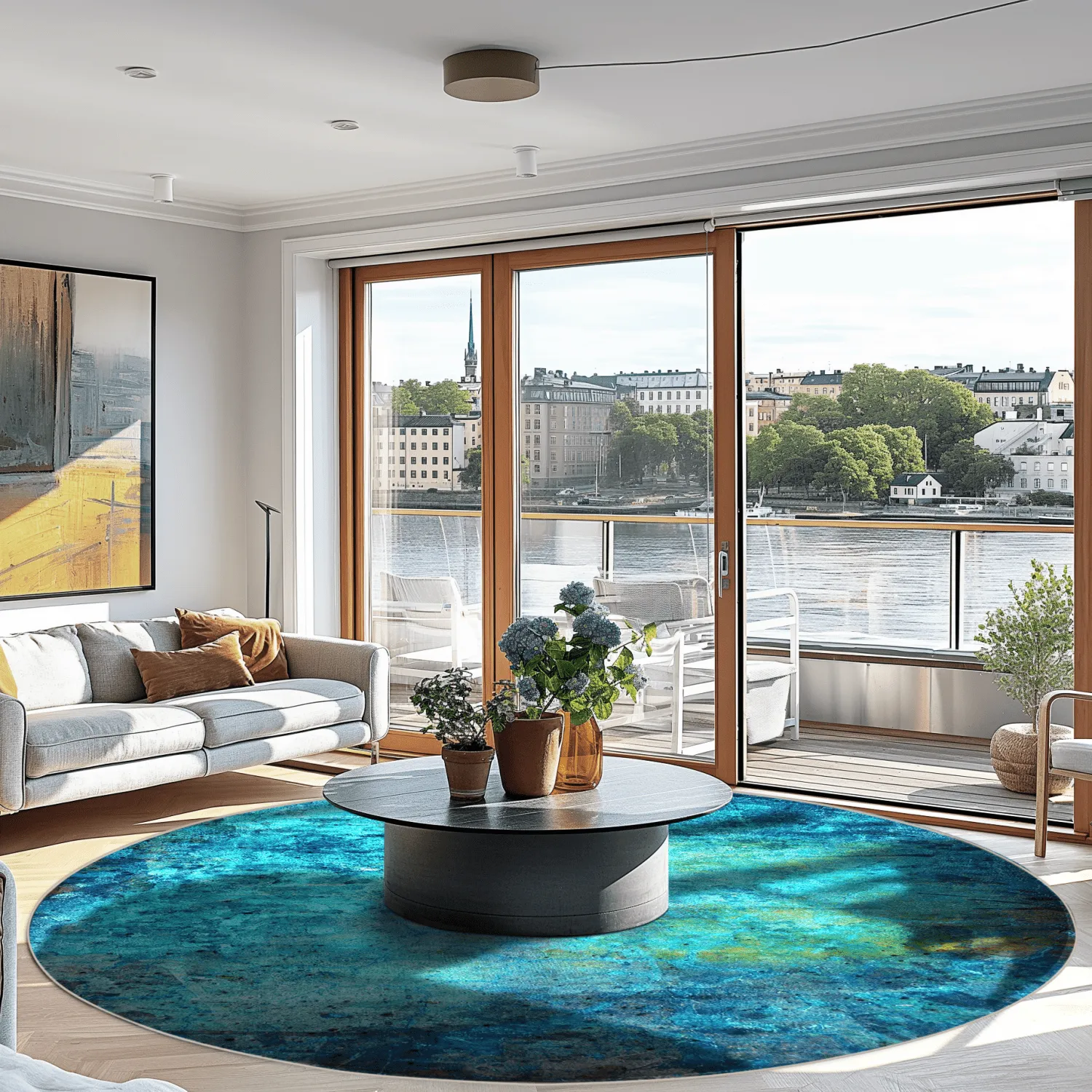 Tapis rond - Pardos (bleu)