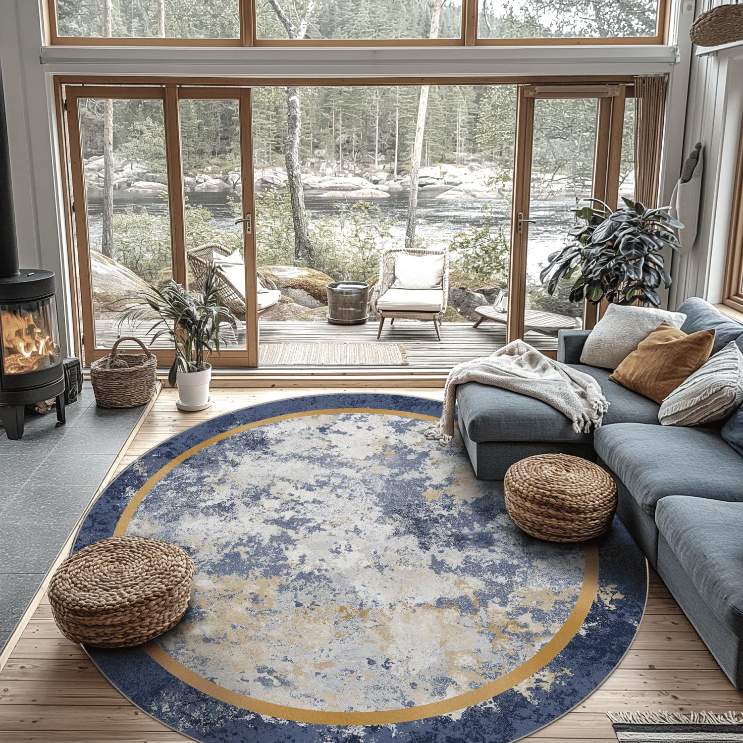 Tapis rond - Peri (bleu/multicolore)